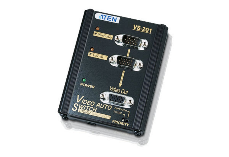 Aten VS201 2 Port VGA Video Switch - Supports 1024x768@65Hz Resolution, Auto Signal Detection - No VGA Cables Included - Perfect for Home Office, Conference Rooms & Multi-Monitor Setups