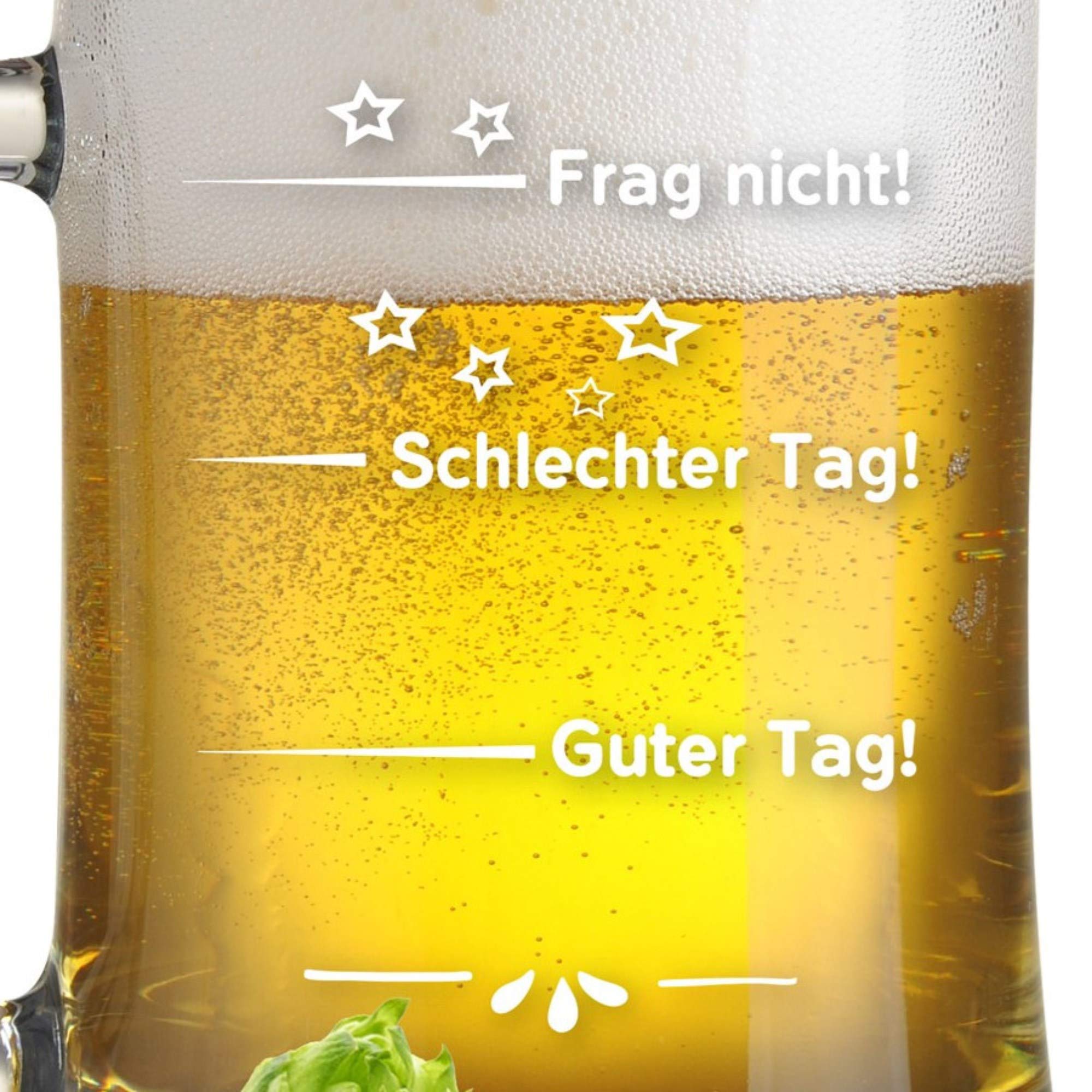 Personalized Beer Mug - 500ml Engraved Glass with 'Good Day Bad Day' Design - Perfect for Gifts, Parties & Home Bar Decor