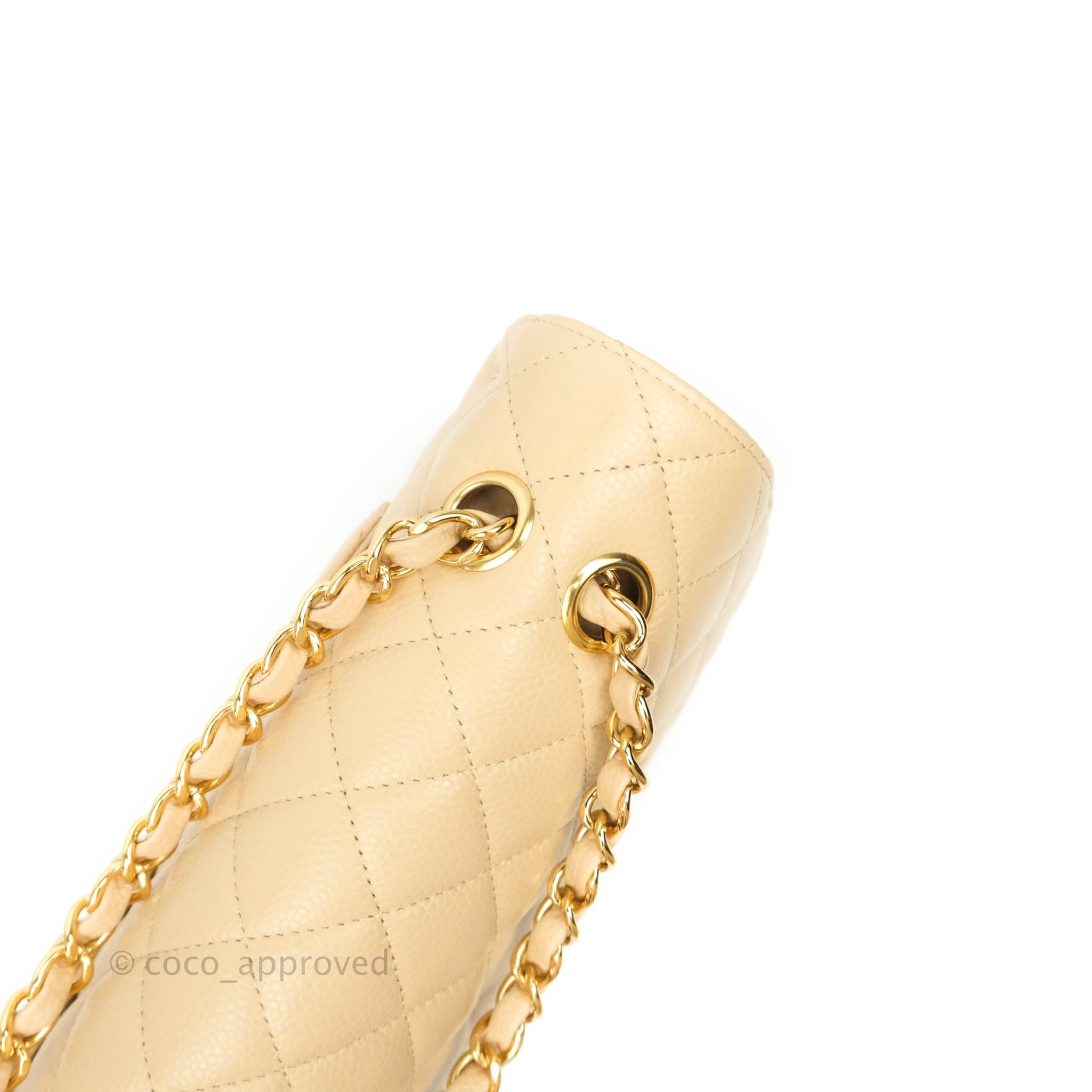 Chanel Classic Medium Double Flap Bag in Beige Caviar Leather with Gold Hardware - Luxury Designer Handbag for Women, Perfect for Work, Evening Events & Special Occasions