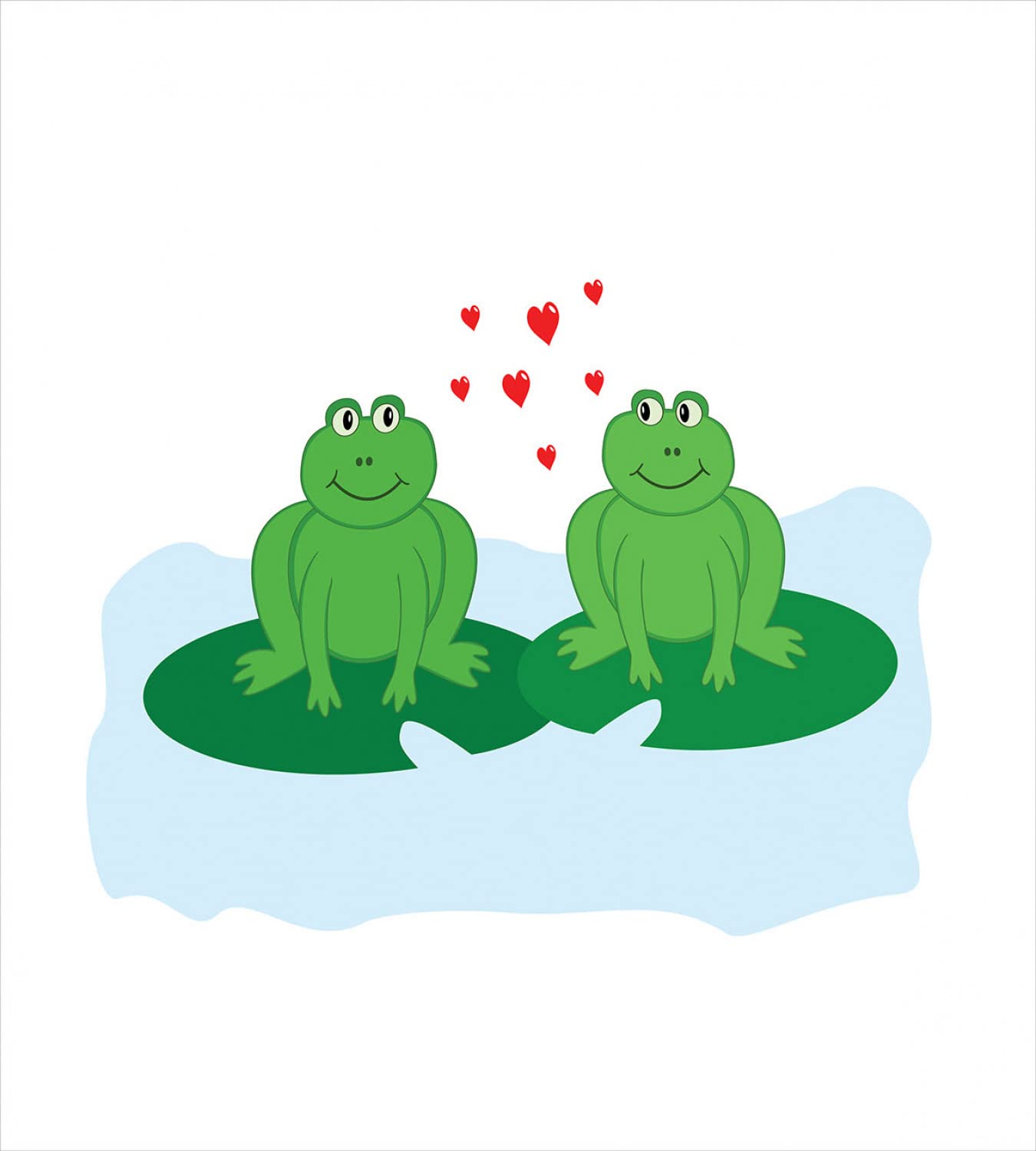Ambesonne Romantic Frogs on Lake Leaves Cartoon Duvet Cover Set - 2 King Size Duvet Covers & 4 Pillowcases, White & Pale Blue - Perfect for Couples Bedroom Decor, Kids Room or Gift Idea