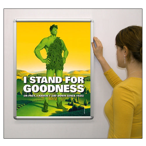 Economy Slim Metal 1 Inch Wide Poster Snap Frame 24x30 Inches with Radius Corners - Black & Silver Finishes for Home, Office, and Retail Displays