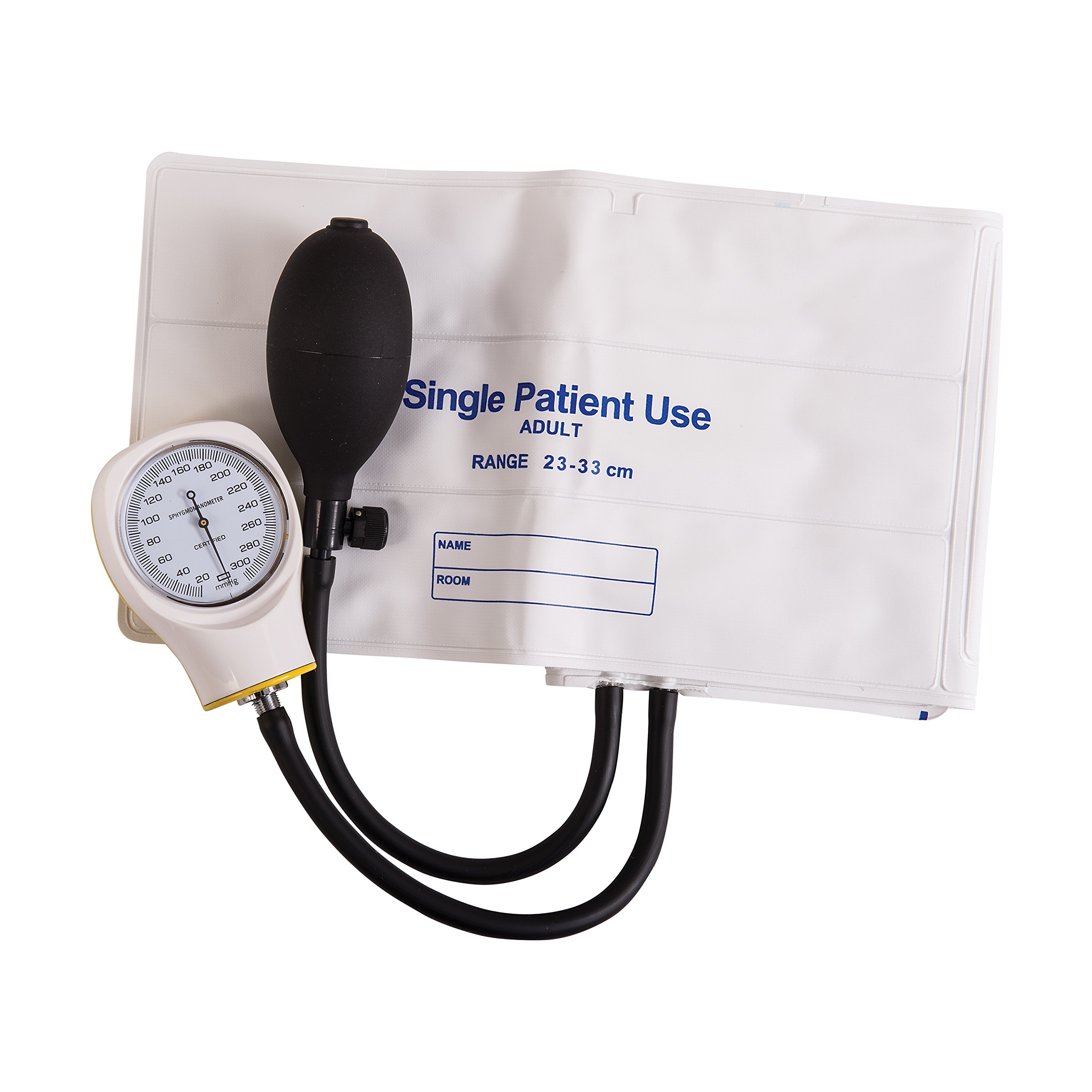 MABIS Disposable Manual Blood Pressure Cuff - Single Use Adult Arm Cuff, White (5-Pack) - Ideal for Clinics, Hospitals & Home Health Monitoring