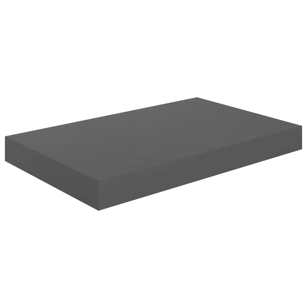 Floating Wall Shelves Set of 4 - Modern High Gloss Gray MDF Shelves 15.7x9.1x1.5 Inches - Space Saving Wall Mounted Shelves for Bedroom, Living Room, Bathroom, Kitchen - Home Decor & Organization Storage Solution