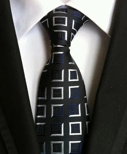 Premium Plaid Striped Silk Necktie for Men - Elegant Business & Formal Wear Accessory for Weddings, Office & Special Occasions