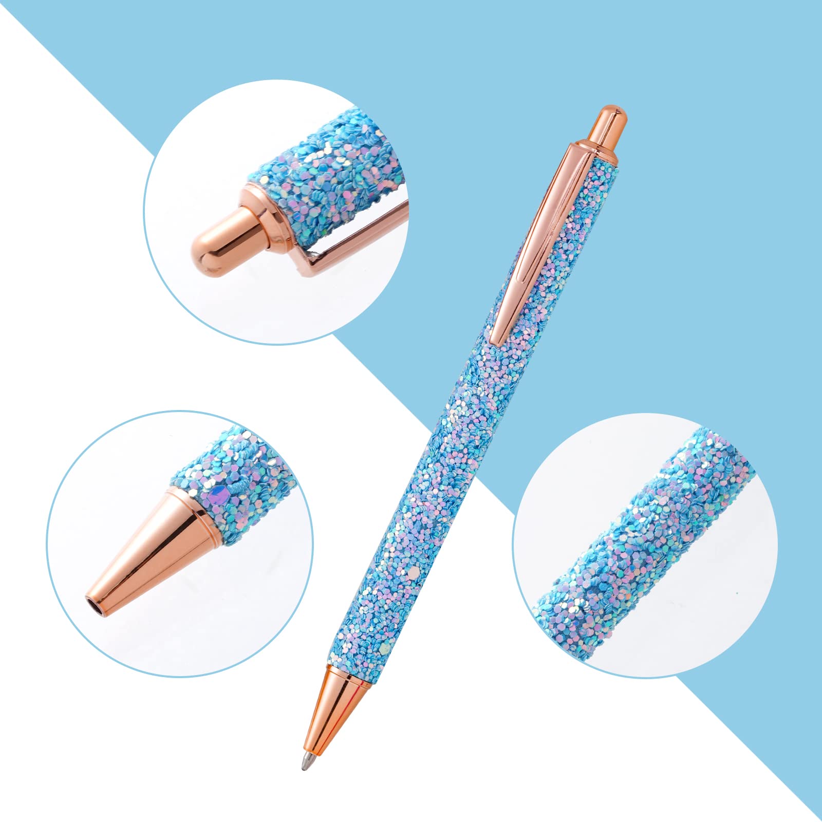 Jiebor 11-Piece Glitter Pens Set - Cute Metallic Retractable Ballpoint Pens with Black Ink for Women, Teachers, Office & Business Gifts | Perfect for Journaling, Note-Taking & Creative Writing