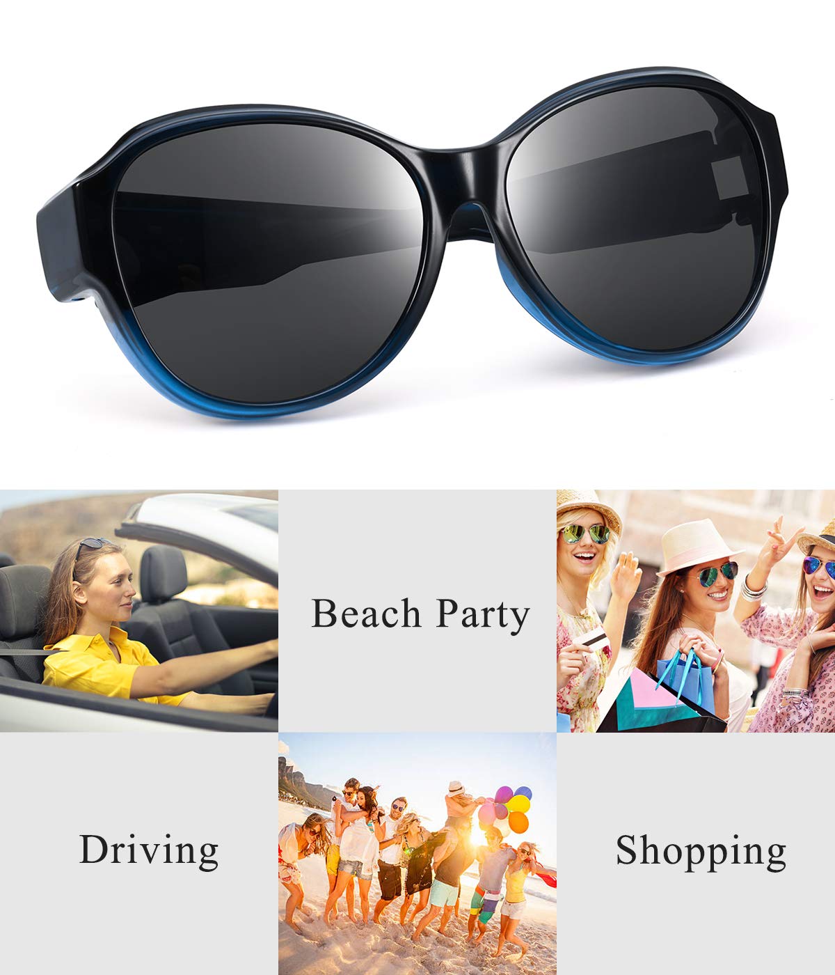 Oversized Fit Over Sunglasses for Women & Men - Polarized Lenses with 100% UV Protection - Perfect for Driving, Outdoor Sports & Daily Sun Protection