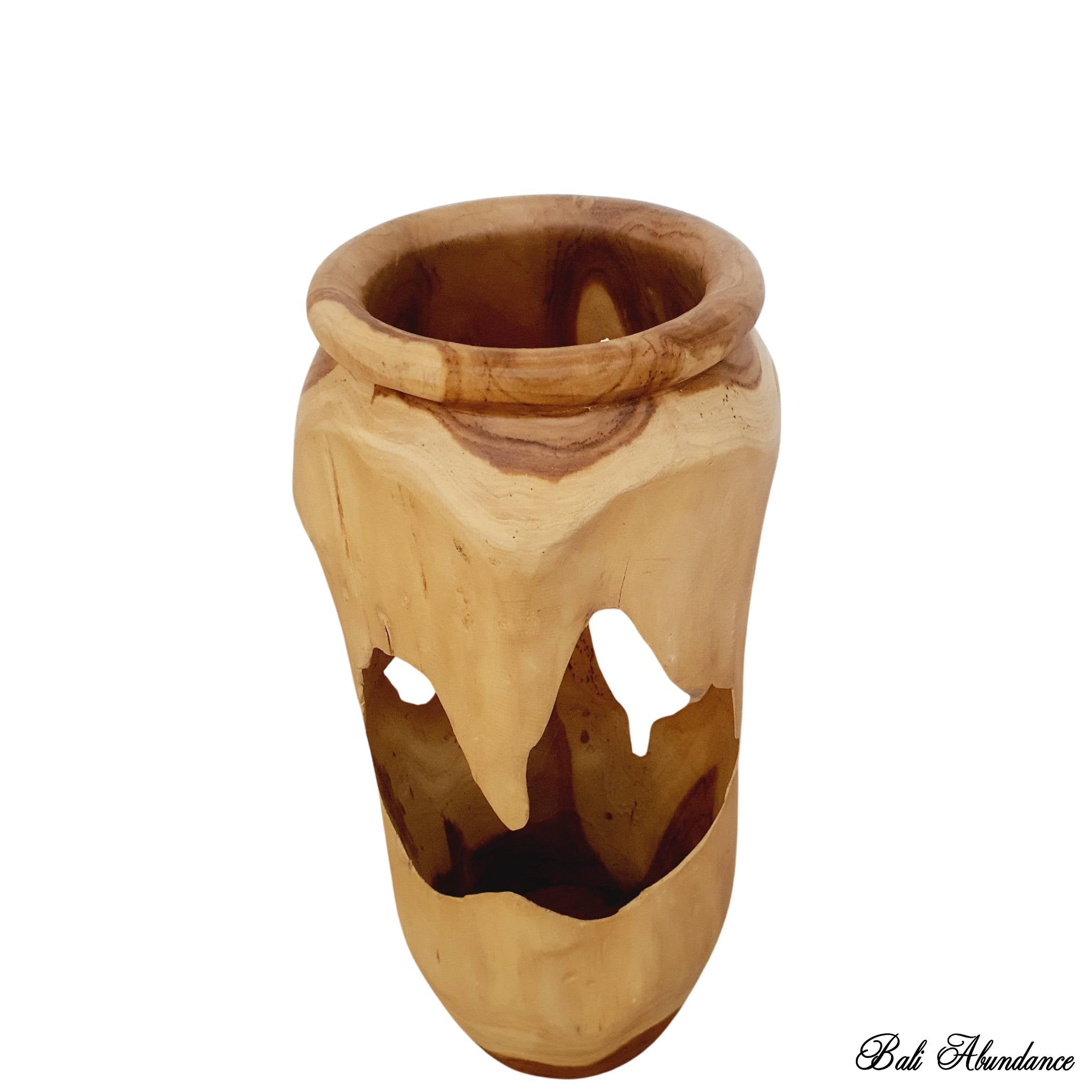 Premium Teak Wood Planter Pot - 4 Inch Small Indoor/Outdoor Flower Pot for Succulents, Herbs & Houseplants | Perfect for Home, Garden, Office & Patio Decor
