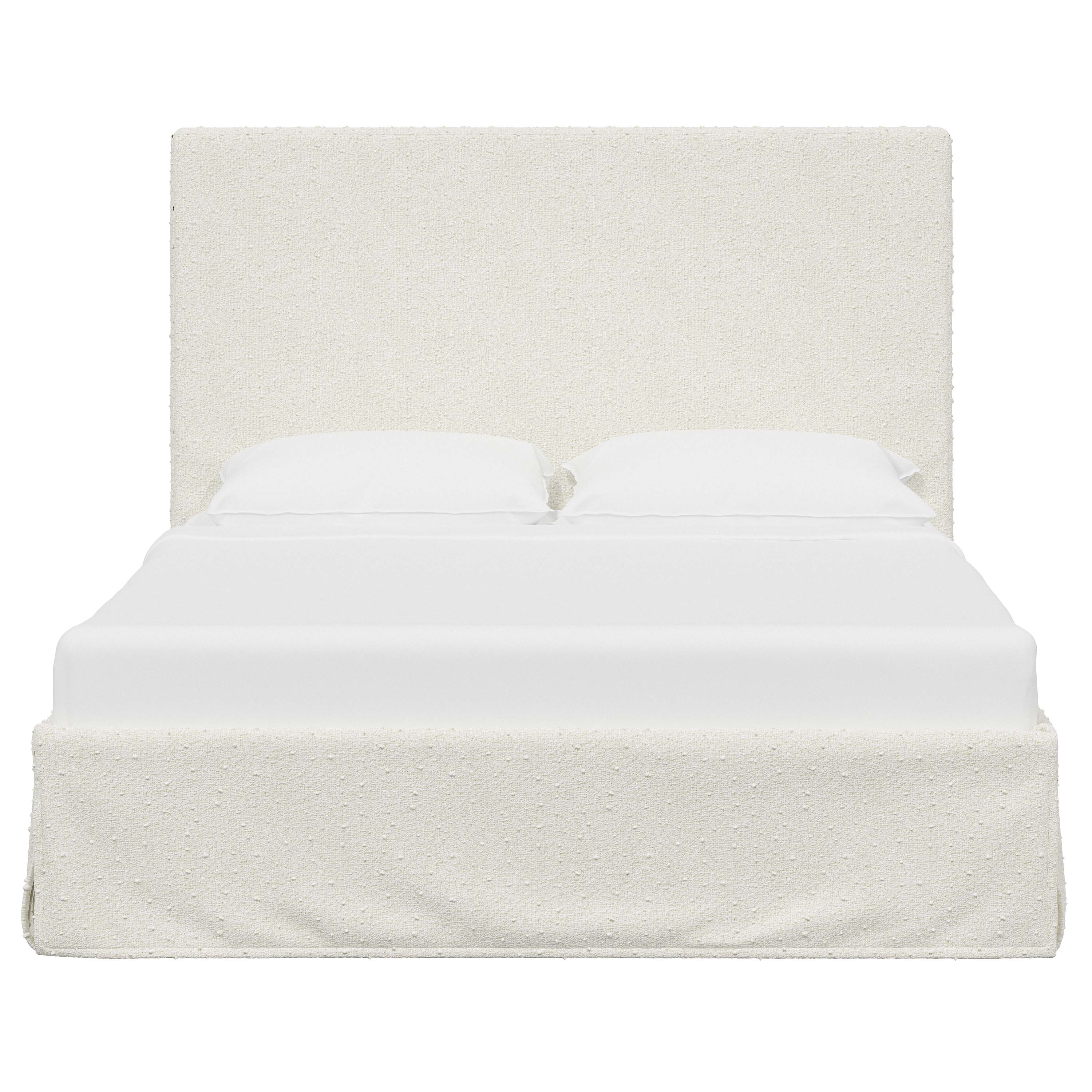 Violet Slipcovered Bed - Soft Washable Fabric Upholstered Queen Size Bed Frame with Headboard - Perfect for Modern Bedrooms, Guest Rooms & Cozy Home Decor