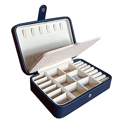 Elegant Leather Jewelry Box with Mirror - Portable Double Layer Organizer for Earrings, Rings & Accessories - Holds 68 Earrings (Black, Small) - Perfect for Travel, Gift Giving & Home Storage