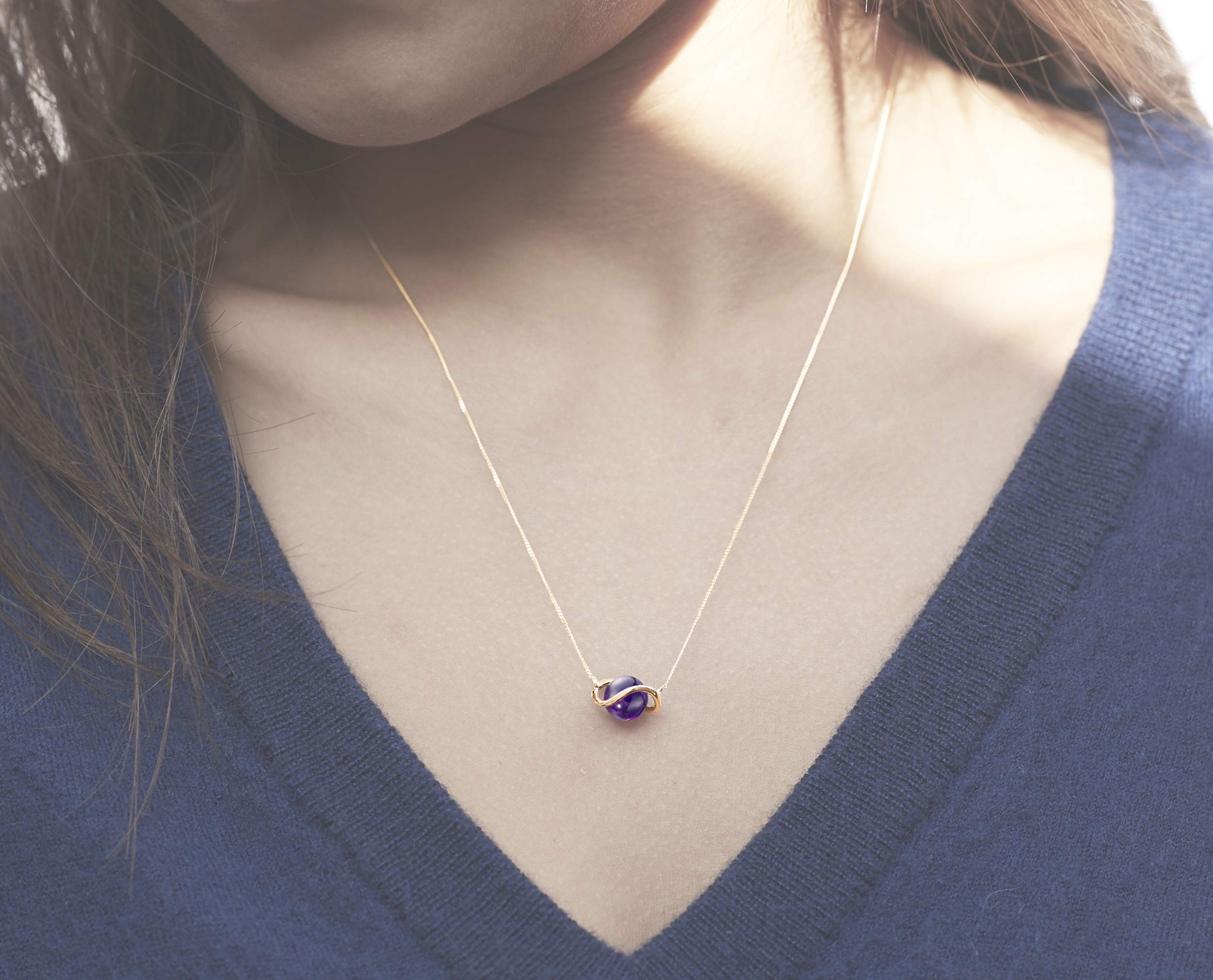 Handmade 14K Yellow Gold Amethyst Necklace - February Birthstone Pendant, Purple Gemstone Jewelry for Women | Perfect for Valentine's Day Gifts, Anniversary Presents & Everyday Elegance