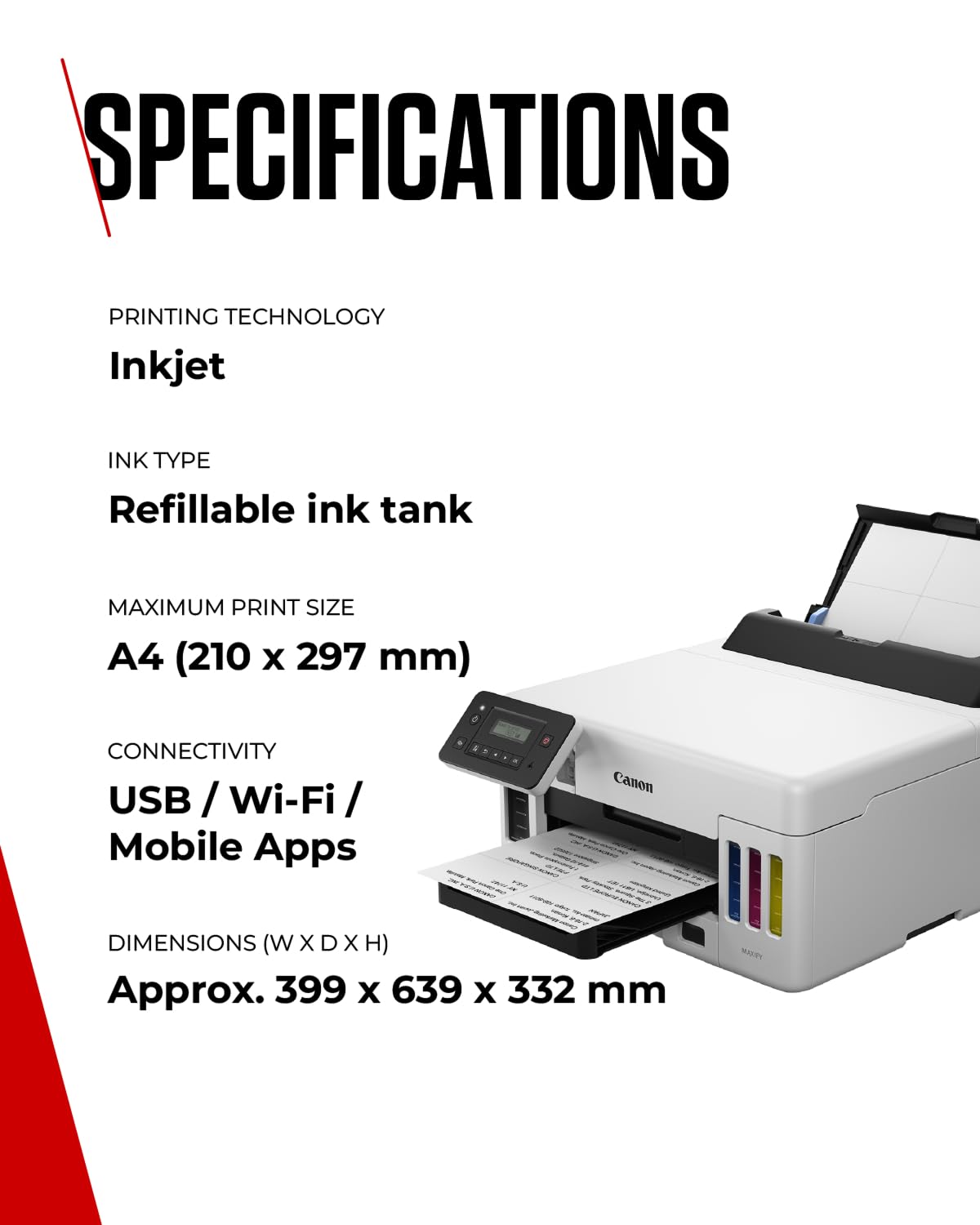 Canon MAXIFY GX5050 Wireless All-in-One Inkjet Printer with MegaTank - High-Yield Color Printer for Home & Office | WiFi, Ethernet, USB Connectivity | A4 Printing | Ideal for Documents, Photos & School Projects