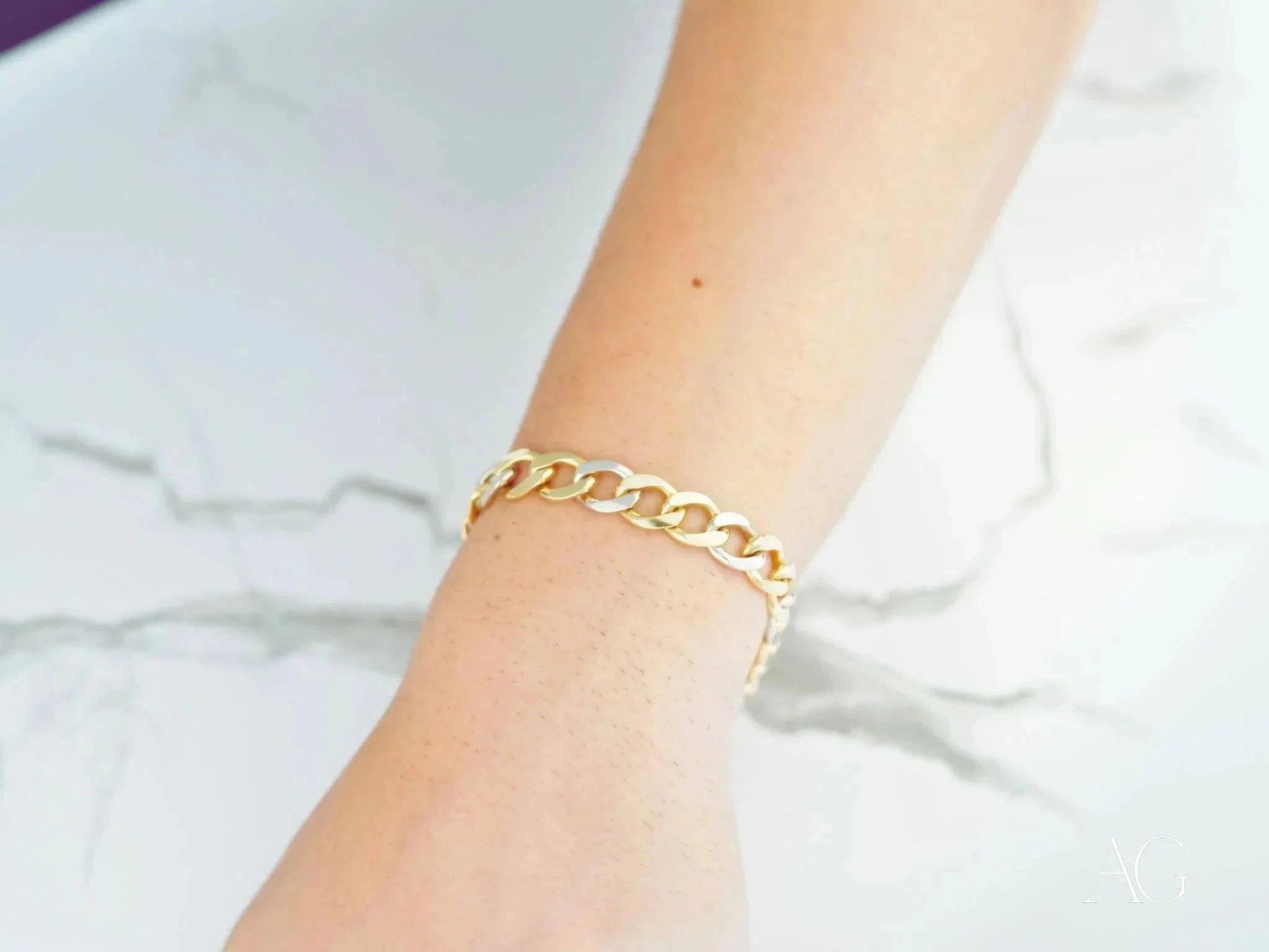Men's 18K White Gold Flat Cuban Link Bracelet - Timeless Elegance Jewelry for Gifts, Weddings & Special Occasions