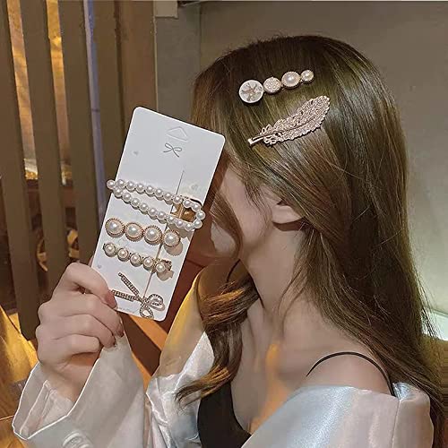 FAMEZA Pearl Hair Clips for Women - 6 Pack Metal Hair Barrettes & Hairpins, Elegant Hair Accessories for Girls, Ladies, Girlfriend - Perfect for Weddings, Parties, Work & Everyday Style