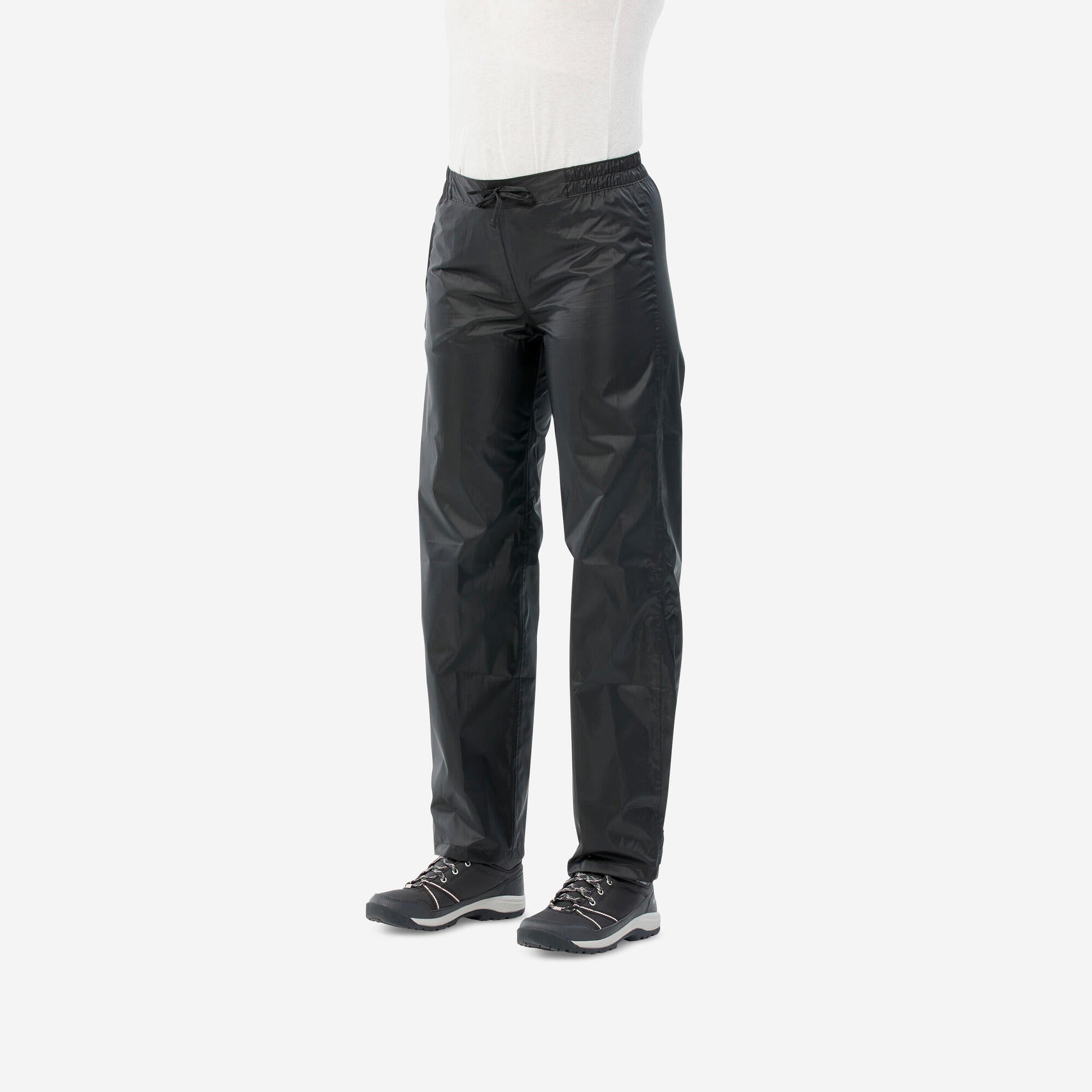 Quechua Women's Waterproof Rain Pants - Lightweight & Breathable Hiking Over Pants for Outdoor Adventures, Camping, and Rainy Day Commutes