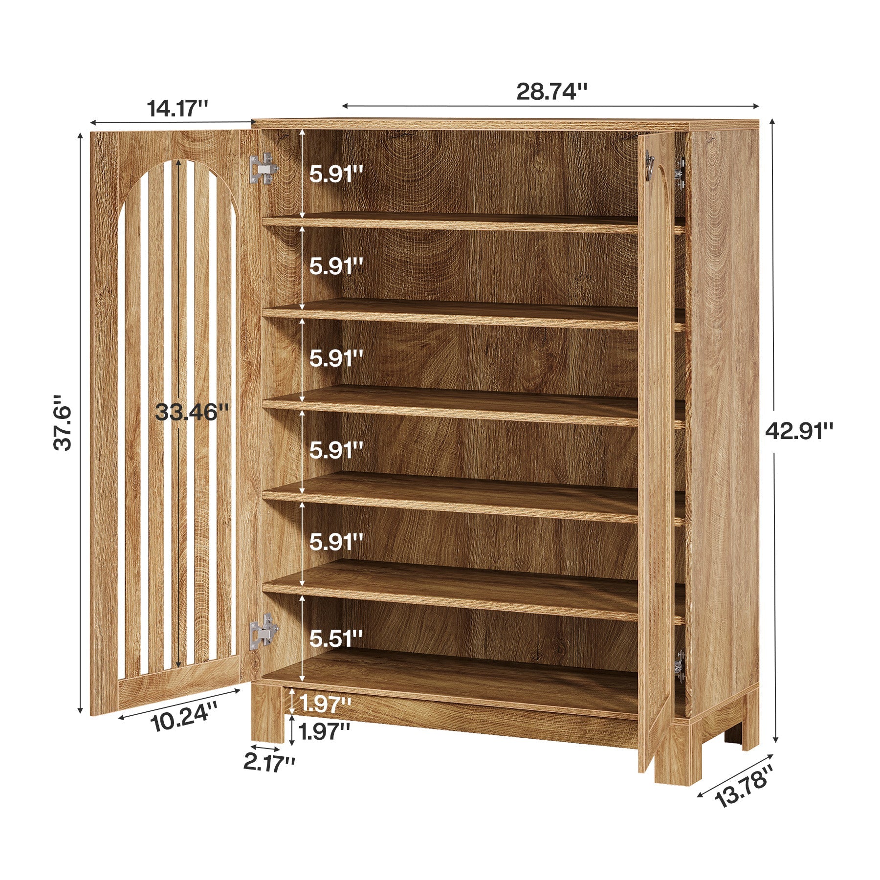 6-Tier Shoe Cabinet Organizer - Space Saving Entryway Shoe Storage Rack with Ventilated Doors for Sneakers, Boots & Sandals - Perfect for Closet, Bedroom & Apartment Organization