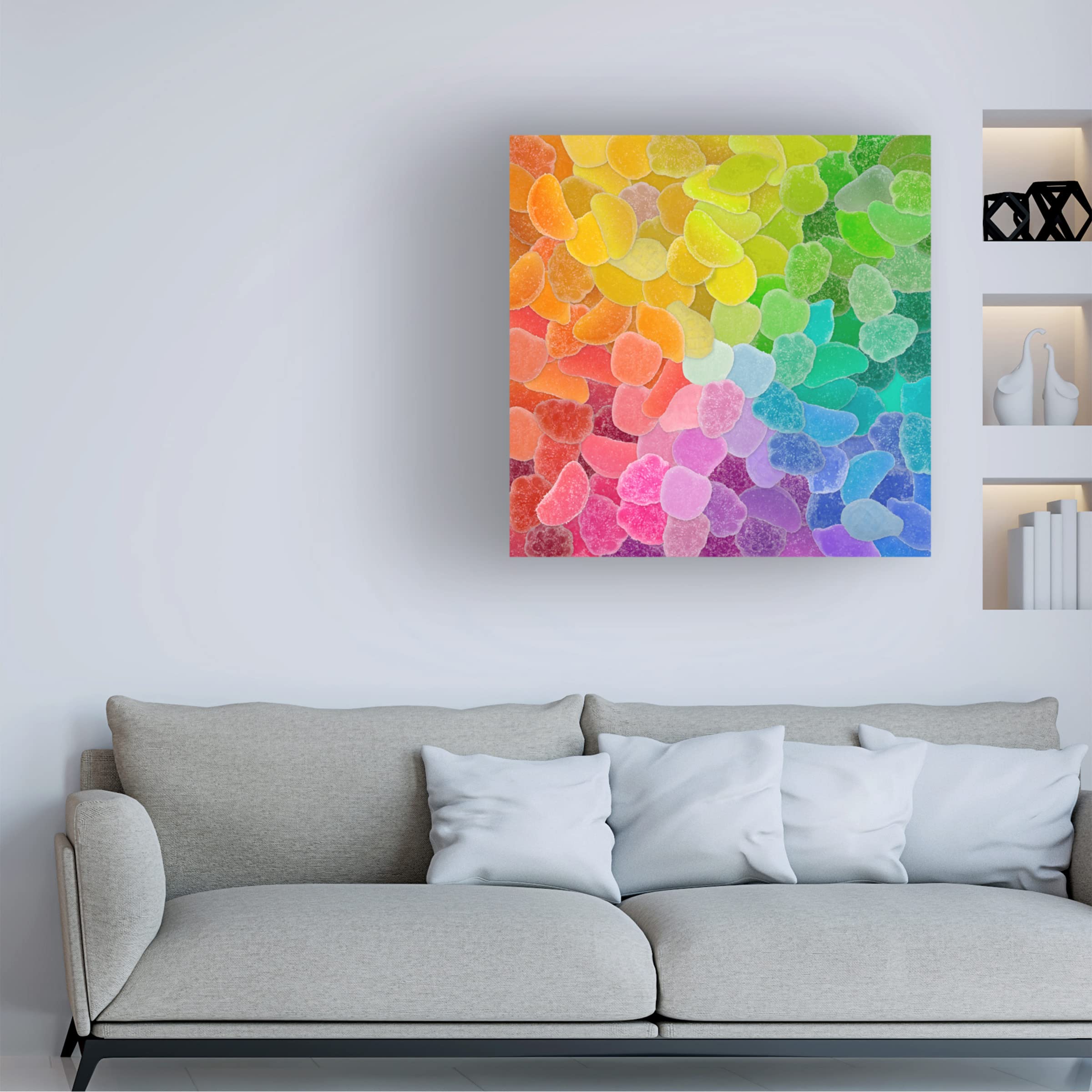 Trademark Fine Art 'Rainbow Candy Pile' Canvas Wall Art by Cora Niele - Vibrant Abstract Painting for Living Room, Bedroom & Office Decor