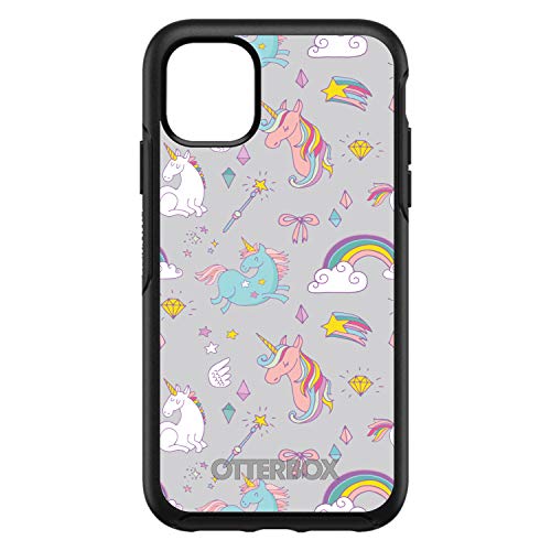 Unicorn Rainbow Wand Pattern - Grey On Black Case