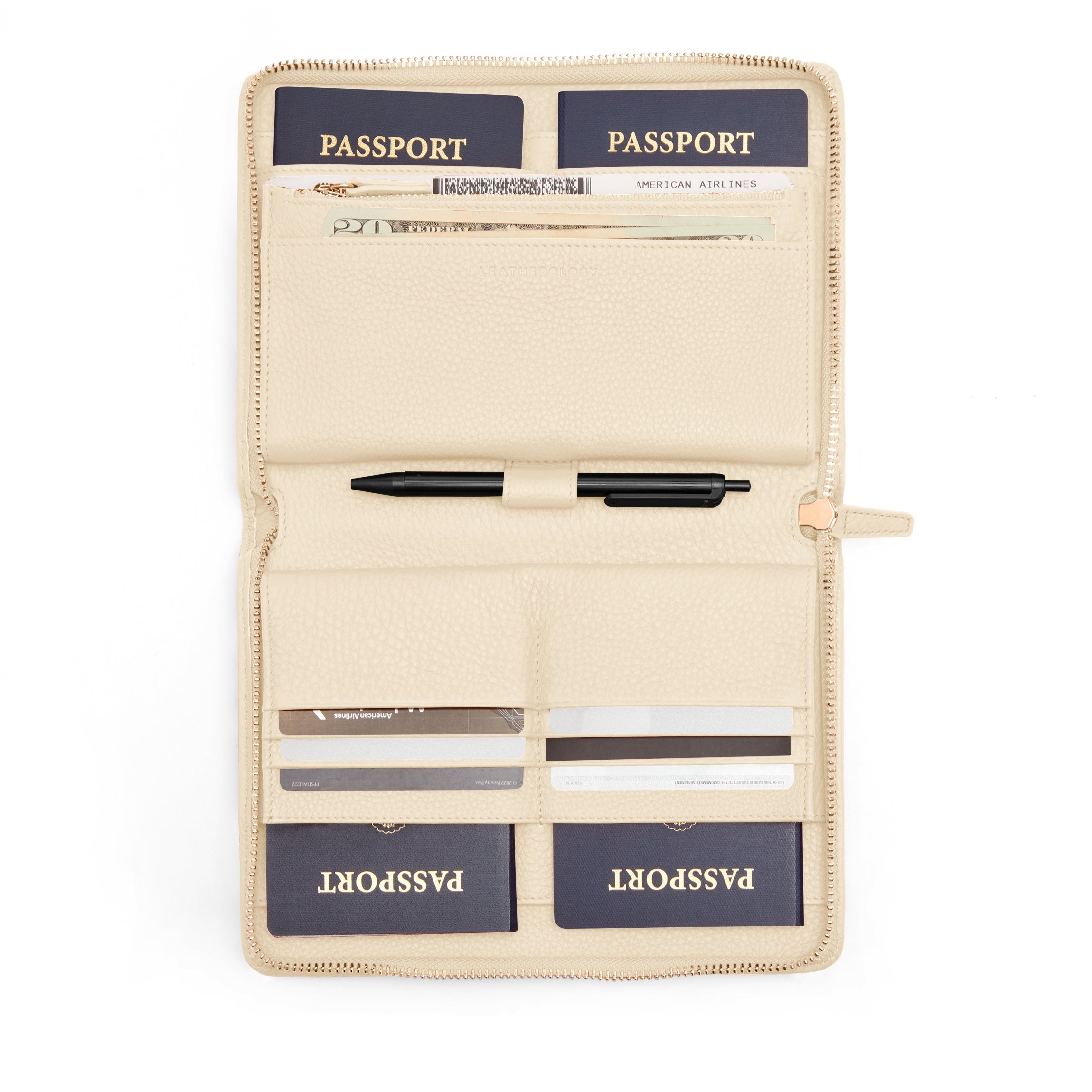 Premium Leather Family Passport Holder - RFID Blocking Travel Organizer for 4 Passports - Perfect for Family Vacations & International Trips