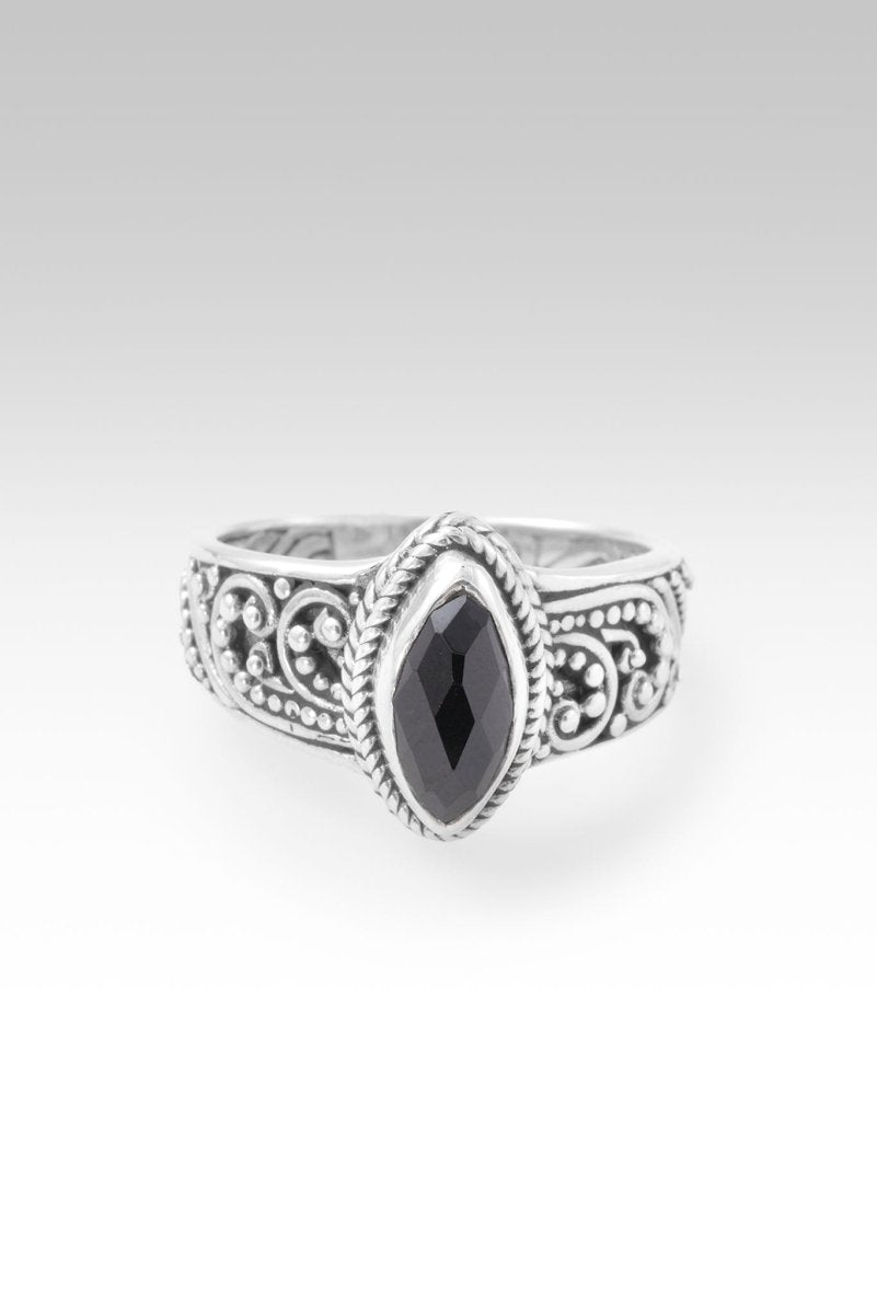 Blessed are the Merciful Ring™ - Black Spinel Sterling Silver Religious Jewelry for Women - Perfect for Church, Prayer & Spiritual Gifts