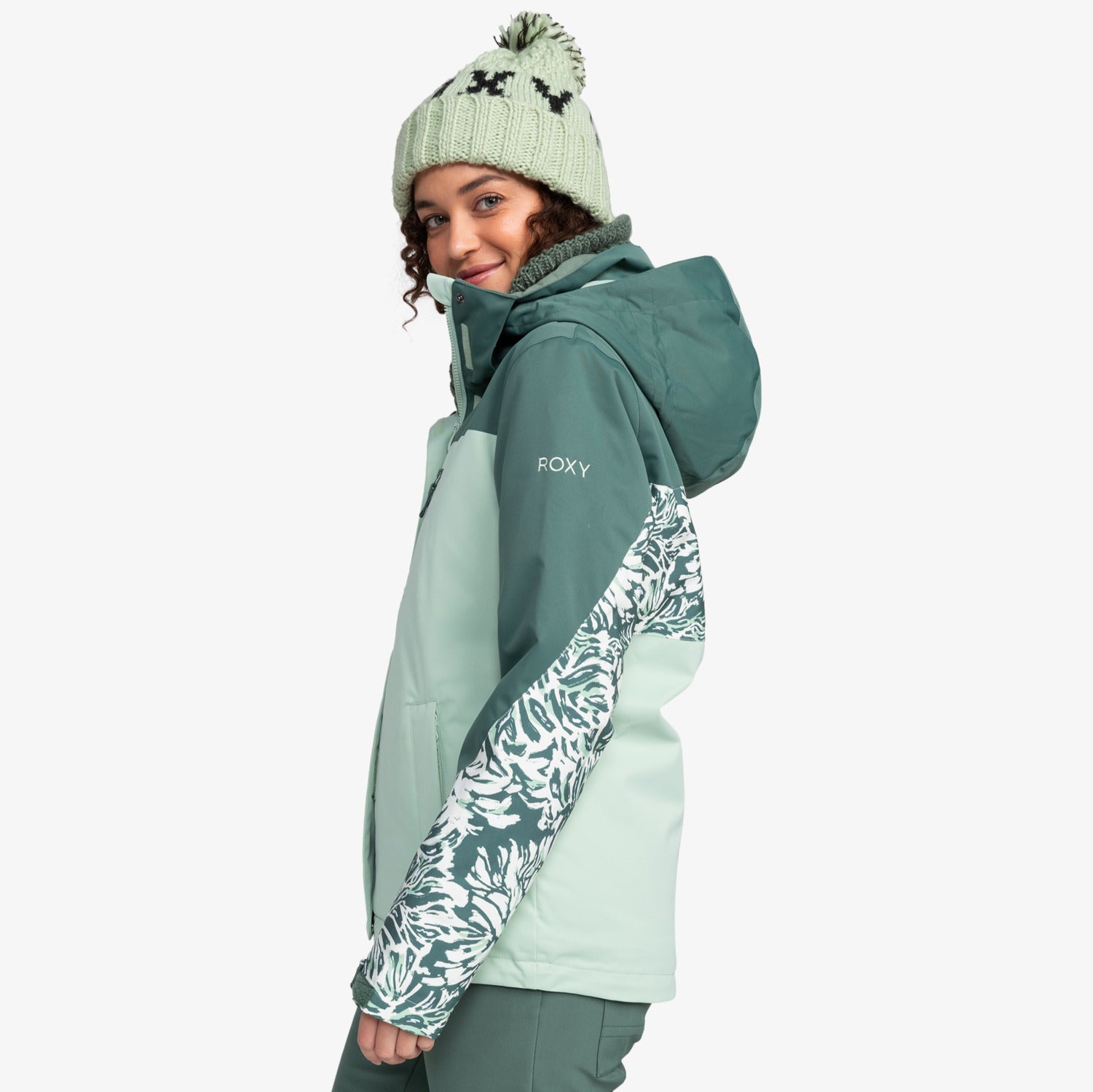 Roxy Jetty Block Verde Print Snow Jacket for Women - Waterproof Winter Coat for Skiing, Snowboarding & Outdoor Adventures
