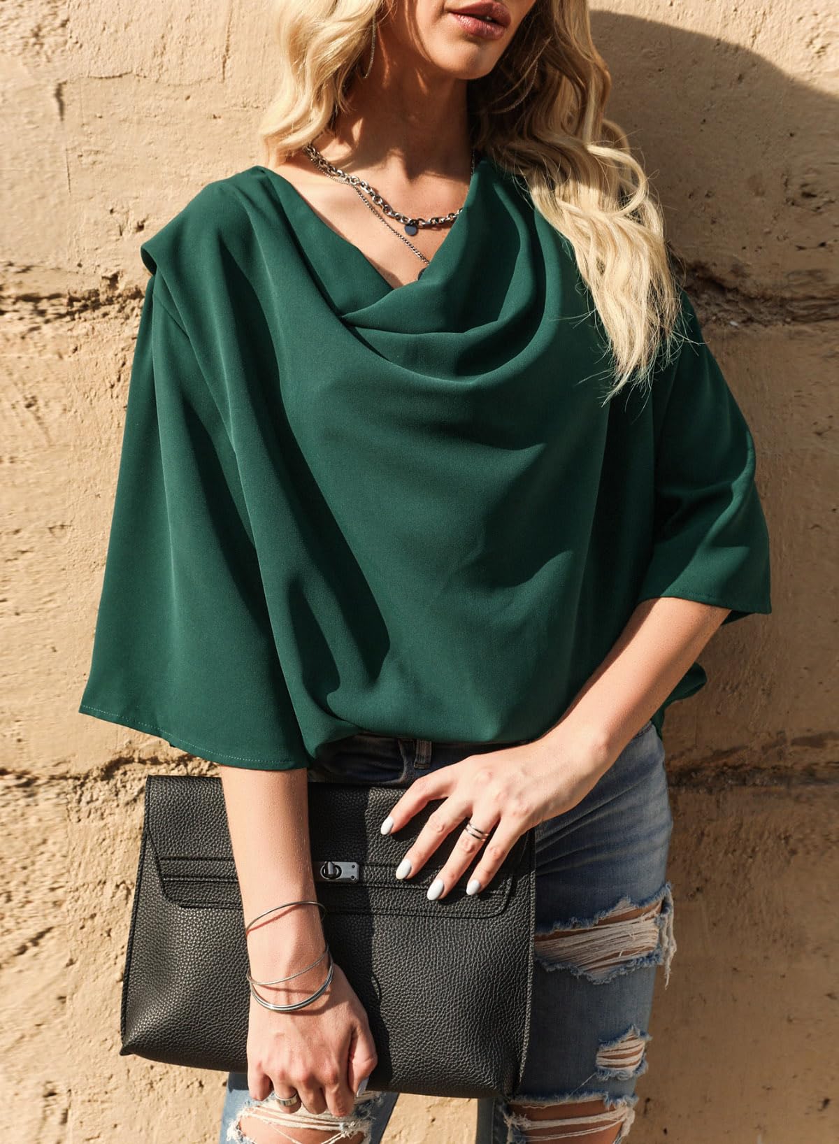 Dokotoo Women's Short Sleeve Chiffon Blouse - Lightweight Summer Tops for Casual Wear, Office & Date Night Outfits