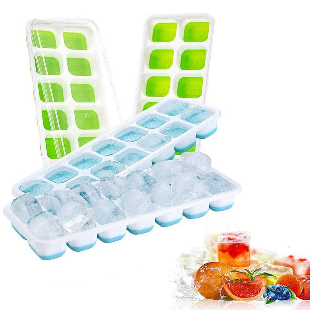 Premium Silicone Ice Cube Tray with Lid - Whiskey & Cocktail Ice Mold, Jelly Maker for Drinks - BPA-Free Flexible Green Ice Tray for Home Bar, Parties & Cocktail Making