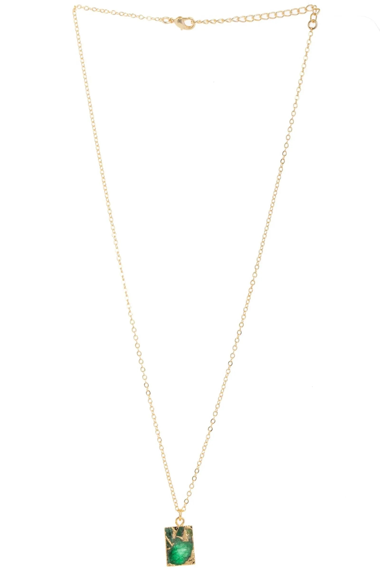 Square Gemstone Mini Stud Earrings and Pendant Necklace Set - Elegant Jewelry for Women, Gift for Her, Perfect for Parties & Special Occasions