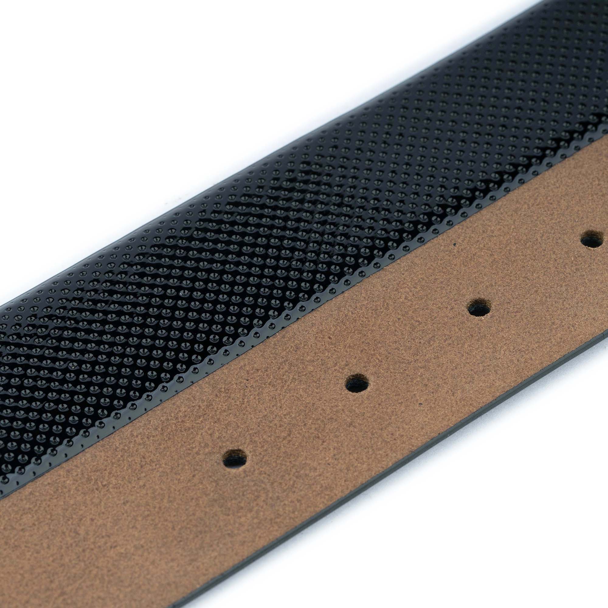 Ferragamo Style Men's Belt Strap - Black Patent Leather with Dotted Design | Formal & Casual Wear | Perfect for Office, Business Meetings & Special Occasions