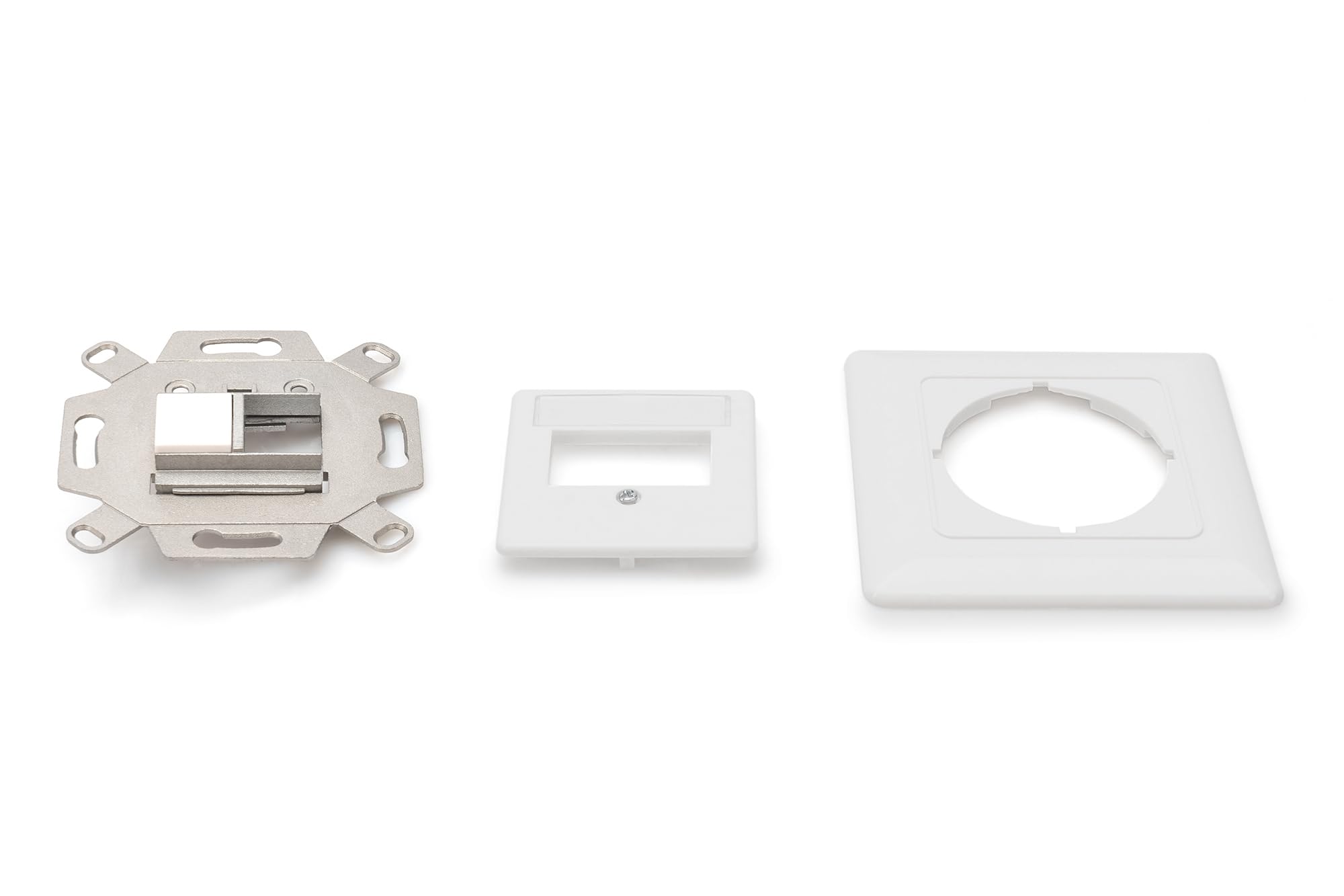 Digitus 2-Port Keystone Module Junction Box - Straight Outlet for Multimedia Modules - White - Ideal for Home & Office Network Setups
