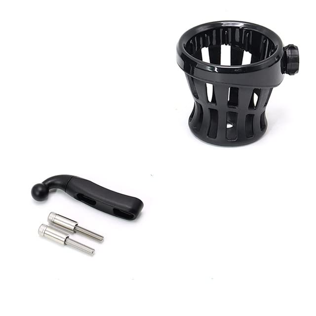 Universal Motorcycle Handlebar Cup Holder - 102mm Black Drink Mount for Harley Dyna/Softail/Electra Glide (1996+) & Honda Goldwing GL1800 - Heavy Duty Mesh Beverage Holder for Riding, Camping & Road Trips