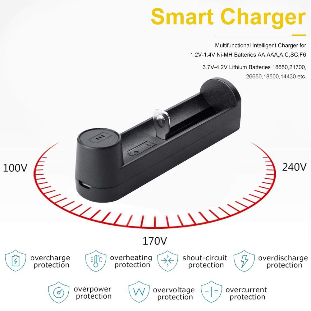 XOREA Universal 18650 26650 21700 18340 C1 Lithium Battery Charger - Fast Charging for Flashlights, Vape Mods, Power Tools & Electronic Devices