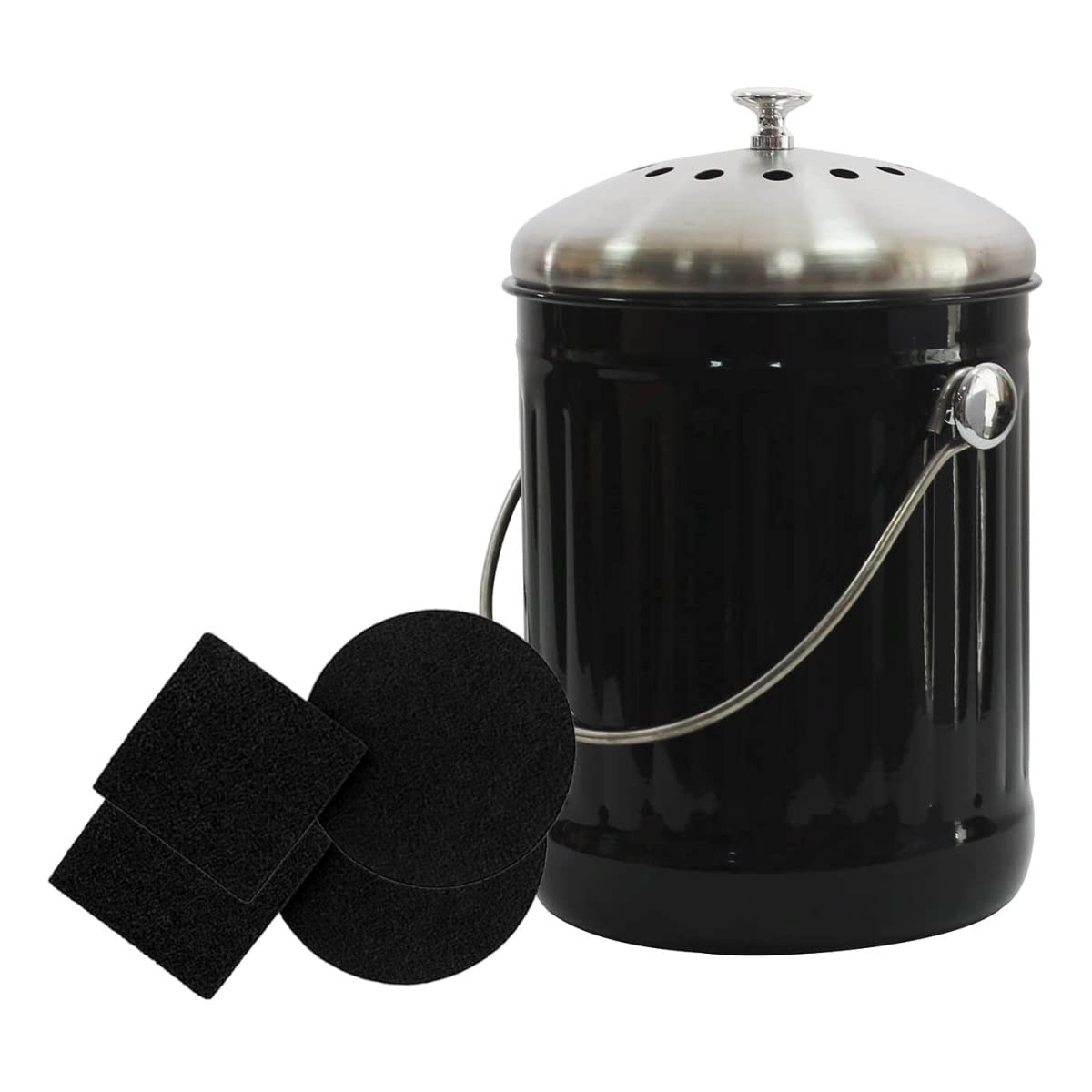 4W Kitchen Compost Bin with 4 Charcoal Filters - 1.3 Gallon Odor-Free Indoor Compost Pail for Countertop, Food Scraps Recycling, Organic Waste Collection - Perfect for Eco-Friendly Homes, Small Kitchens & Sustainable Living