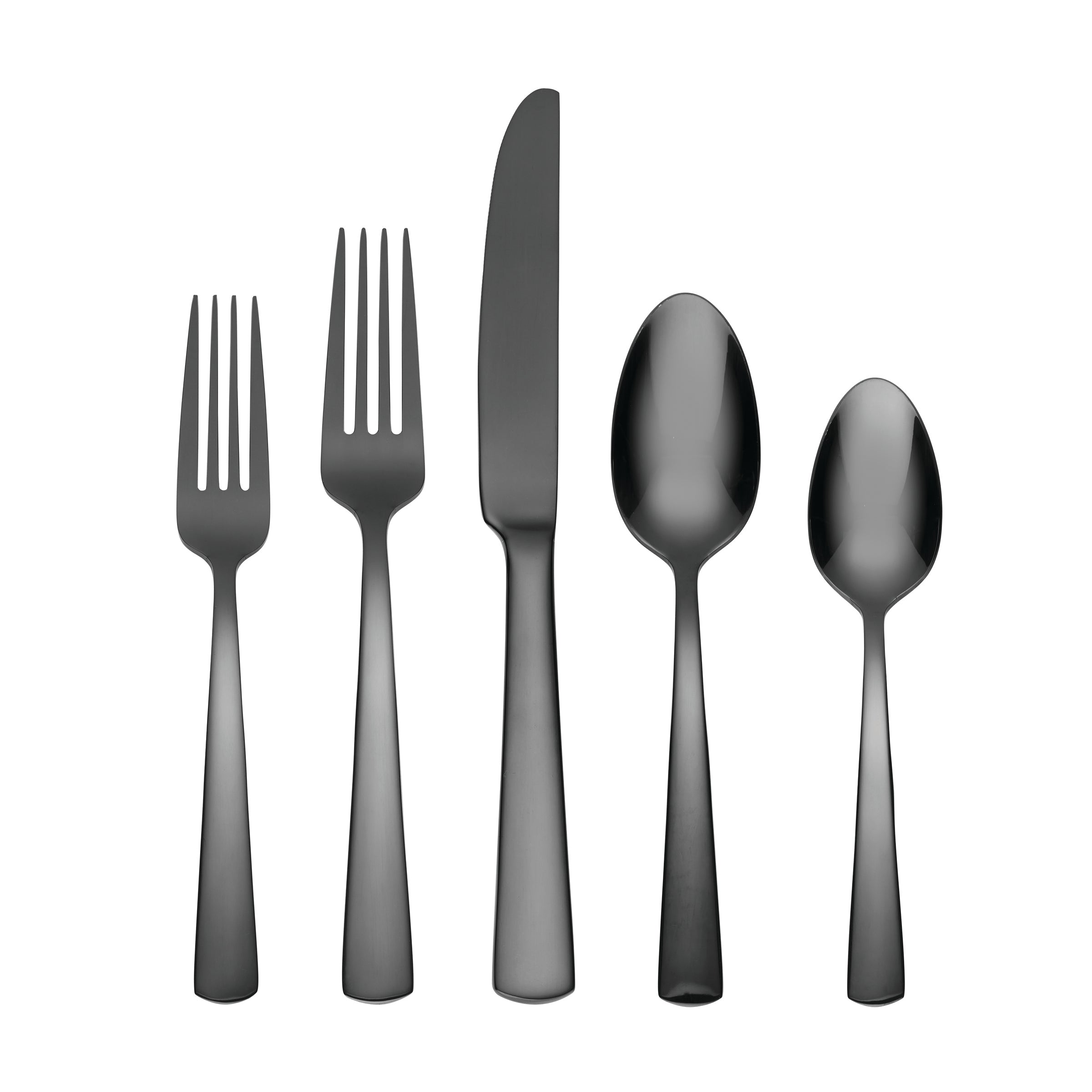 Premium Aptitude Midnight Glossy 20-Piece Flatware Set - Stainless Steel Silverware for Fine Dining, Dinner Parties & Everyday Use