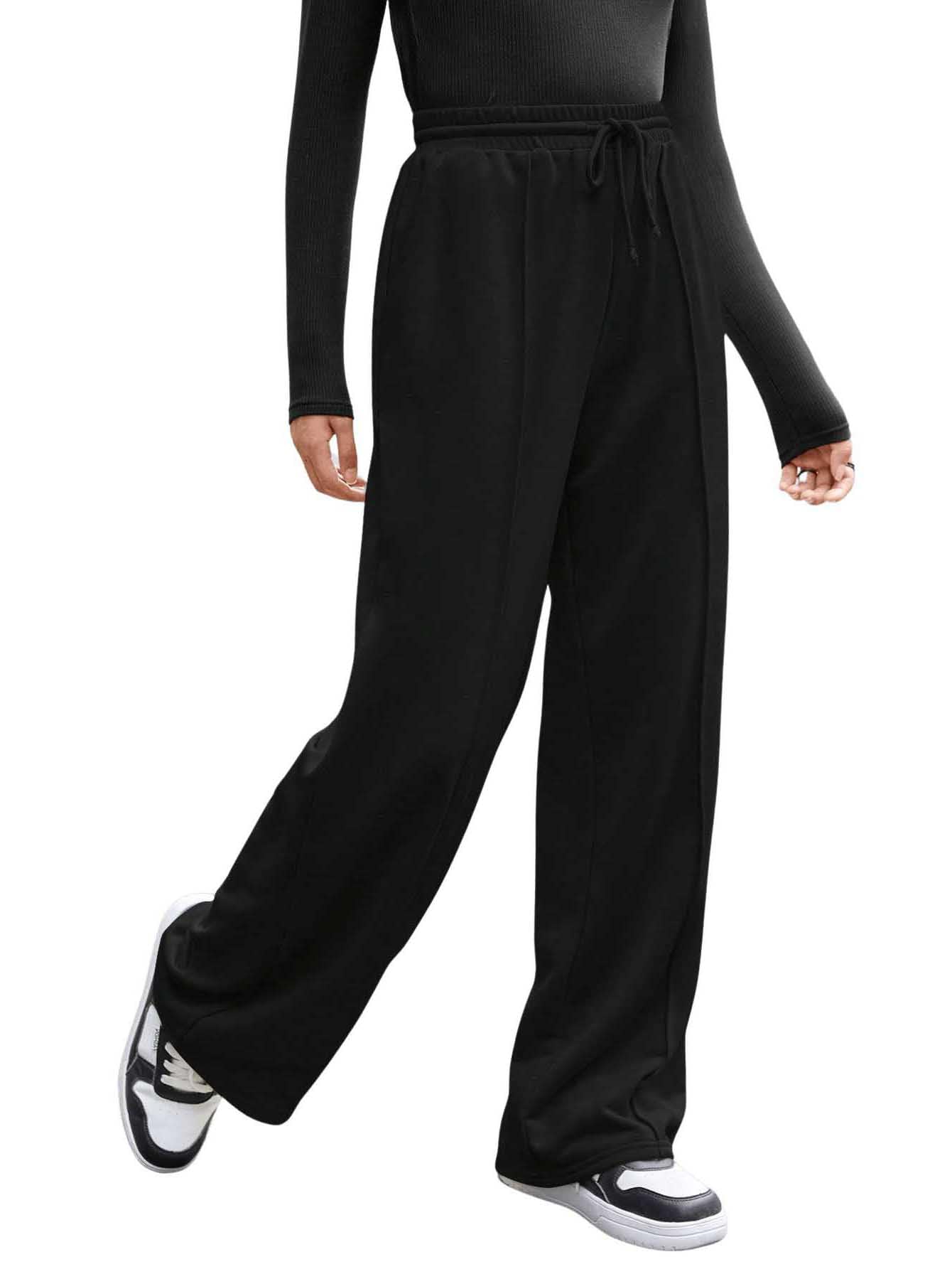 COZYEASE Girls' Wide Leg Sweatpants - Elastic Waist with Drawstring, Straight Leg Jogger Pants with Pockets | Casual Lounge Wear, School Outfits & Street Style Fashion