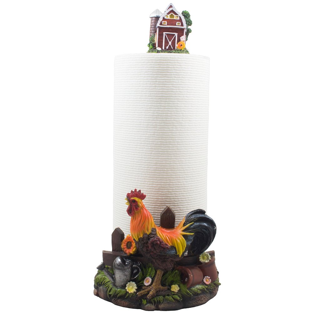 Rustic Farmhouse Rooster Paper Towel Holder - Vintage Barn-Themed Kitchen Decor for Country Style Homes | Perfect Gift for Farmers & Farmhouse Lovers | Ideal for Farmhouse Kitchens, Country Themed Restaurants & Cozy Home Decor