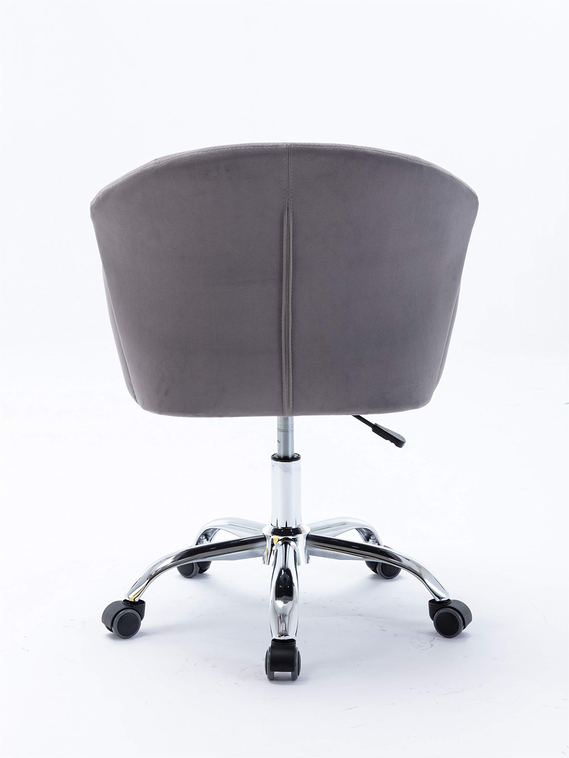 Velvet Office Desk Chair - 360° Swivel Adjustable Height Tufted Upholstered Armchair with Padded Seat | Ergonomic Comfort for Home Office, Study, Bedroom & Living Room | Modern Accent Chair for Work, Gaming & Relaxation (Gray)
