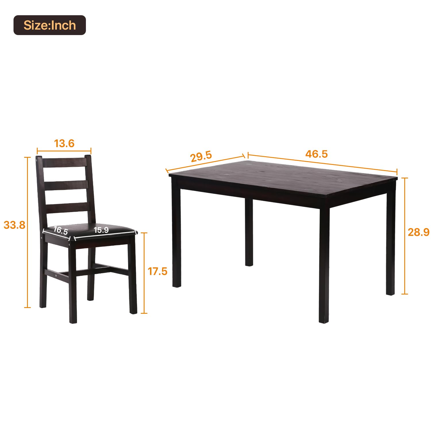 5-Piece Wooden Dining Table Set with 4 Chairs - Modern Square Counter Height Kitchen Table for Small Spaces - Dark Brown - Perfect for Compact Kitchens, Apartments & Restaurants