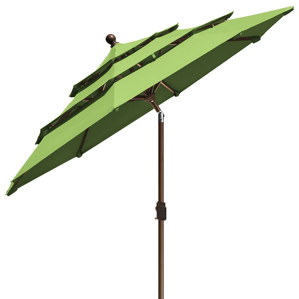 EliteShade USA 10-Year Fade-Resistant 9FT 3-Tier Patio Umbrella with Ventilation - Outdoor Market Umbrella for Table, Macaw Green | Perfect for Backyard, Poolside, Restaurant & Outdoor Dining