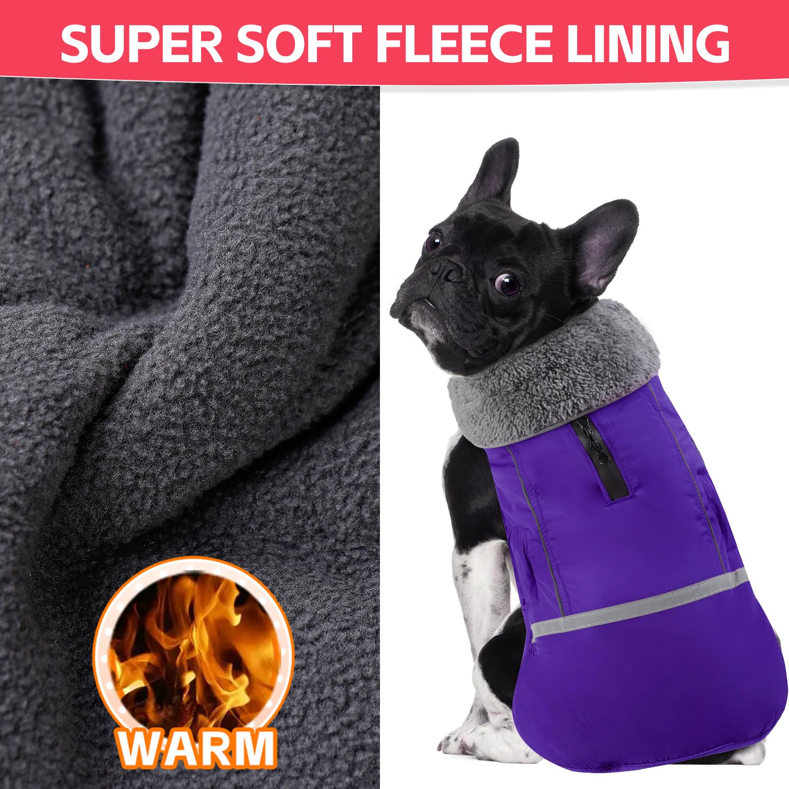 Doglay Waterproof Dog Winter Coat - Thick Furry Collar, Reflective & Warm Fleece Lining - Cold Weather Jacket for Small, Medium & Large Dogs - Ideal for Snowy Walks & Outdoor Adventures