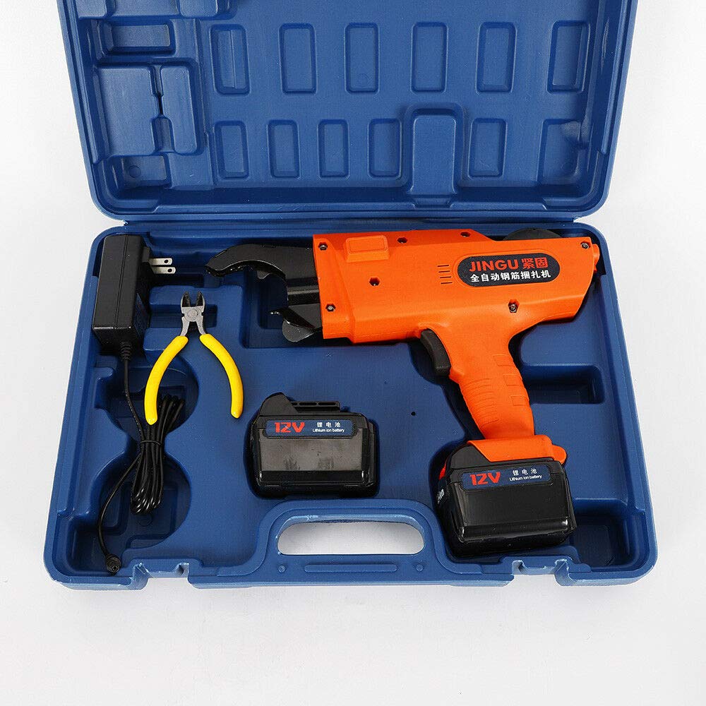 12V Rechargeable Automatic Rebar Tier Tool - Electric Rebar Tying Machine for 30-60mm Steel Bars | Construction Strapping Kit for Faster Building Projects | Perfect for Concrete Reinforcement & DIY Home Improvement
