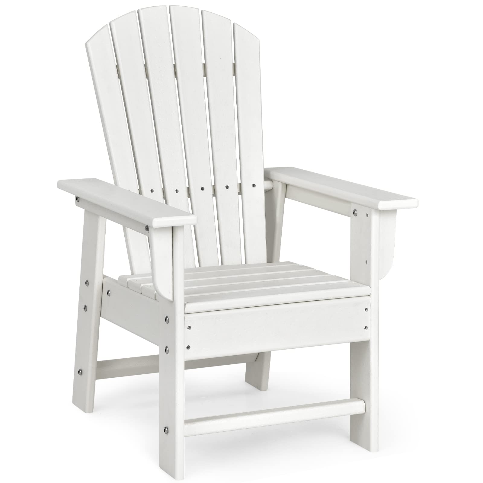 Giantex Kids Adirondack Chair - HDPE Patio Lawn Chair with Ergonomic Backrest, Weather-Resistant Outdoor Toddler Chair for Deck, Porch, Backyard & Poolside - Perfect for Relaxing, Sunbathing and Outdoor Play (White, Size 4)