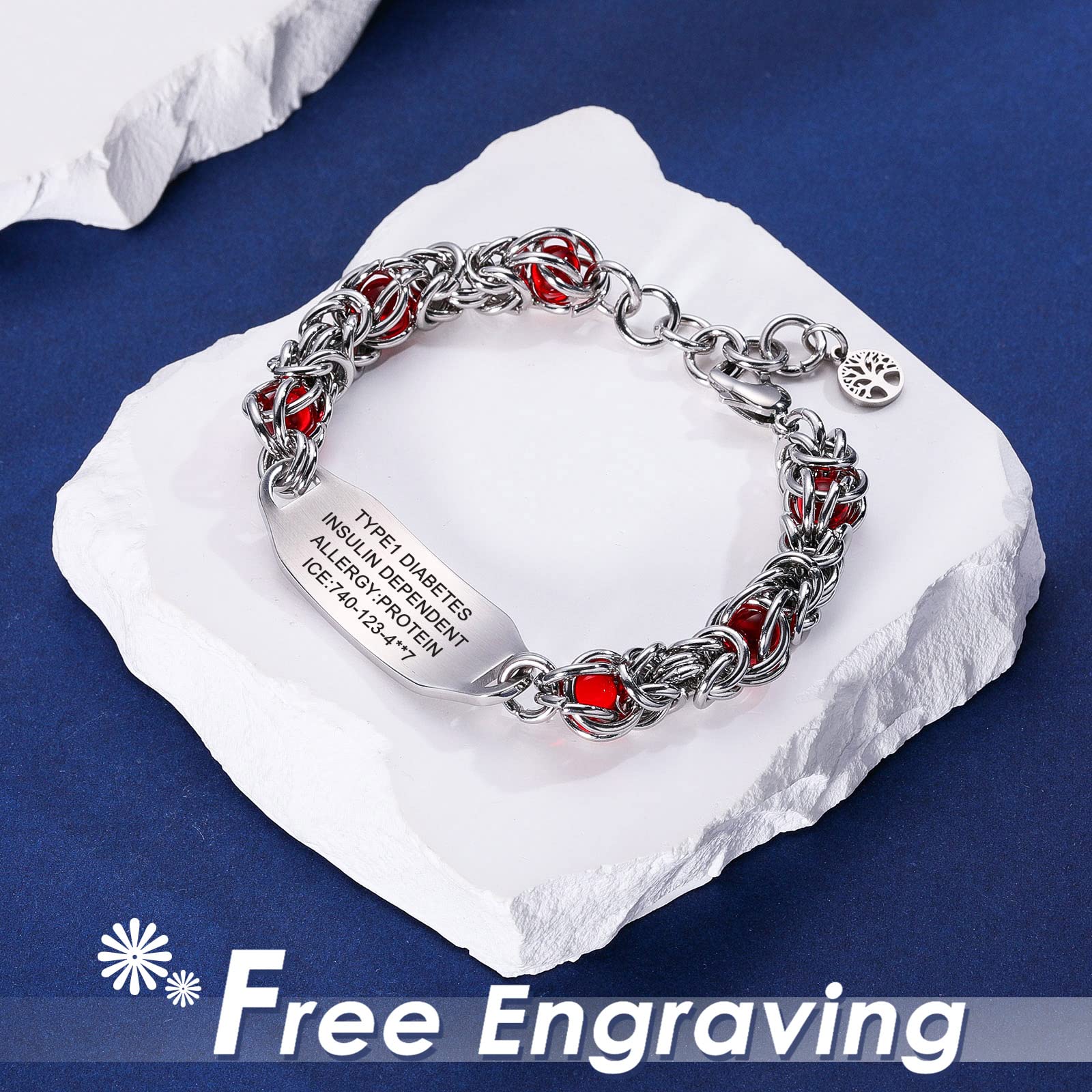 Personalized Medical Alert Bracelets for Women & Men - Customizable Emergency ID Bracelet with Medical Card - Ideal for Seniors, Allergies & Health Conditions