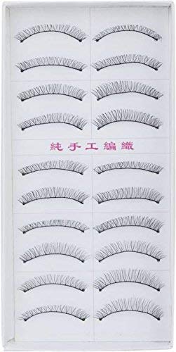 Gugzy 10 Pairs Handmade Natural Soft False Eyelashes - Black Sparse Fake Eyelash Extensions for Everyday Makeup & Special Occasions