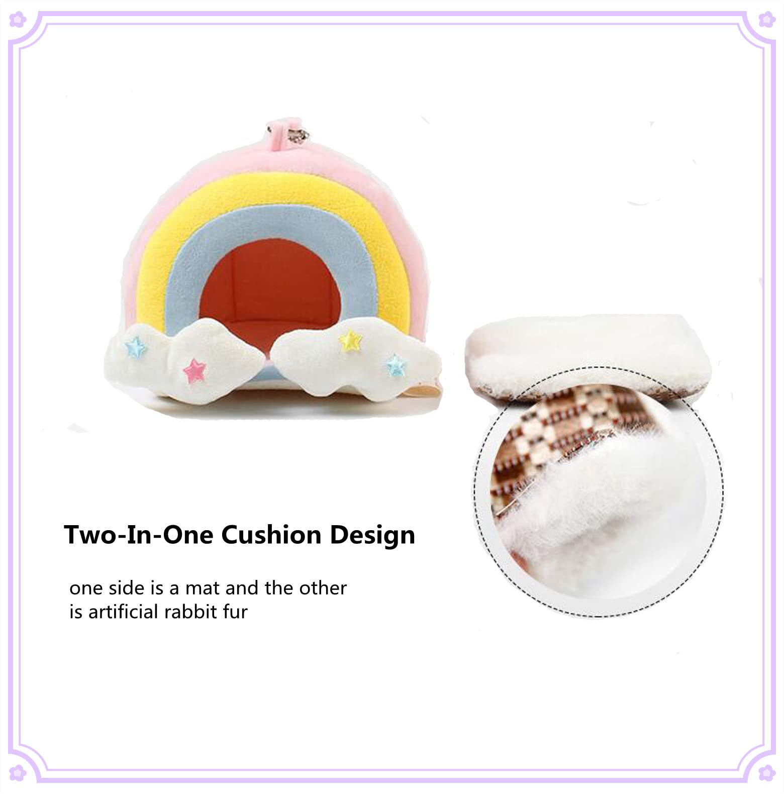 Rainbow Guinea Pig Bed - Warm & Comfortable Hangable Small Animal Bed for Hamsters, Mice, Gerbils - Perfect for Cages, Playtime & Cozy Napping