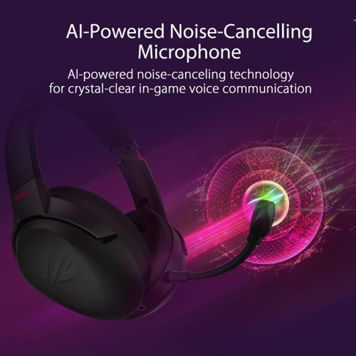 ASUS ROG Strix Go 2.4 Electro Punk Wireless Gaming Headset with USB-C 2.4GHz Adapter | AI Noise-Cancelling Mic | Over-Ear Headphones for PC, Mac, Nintendo Switch & PS4 | Perfect for Competitive Gaming & Streaming