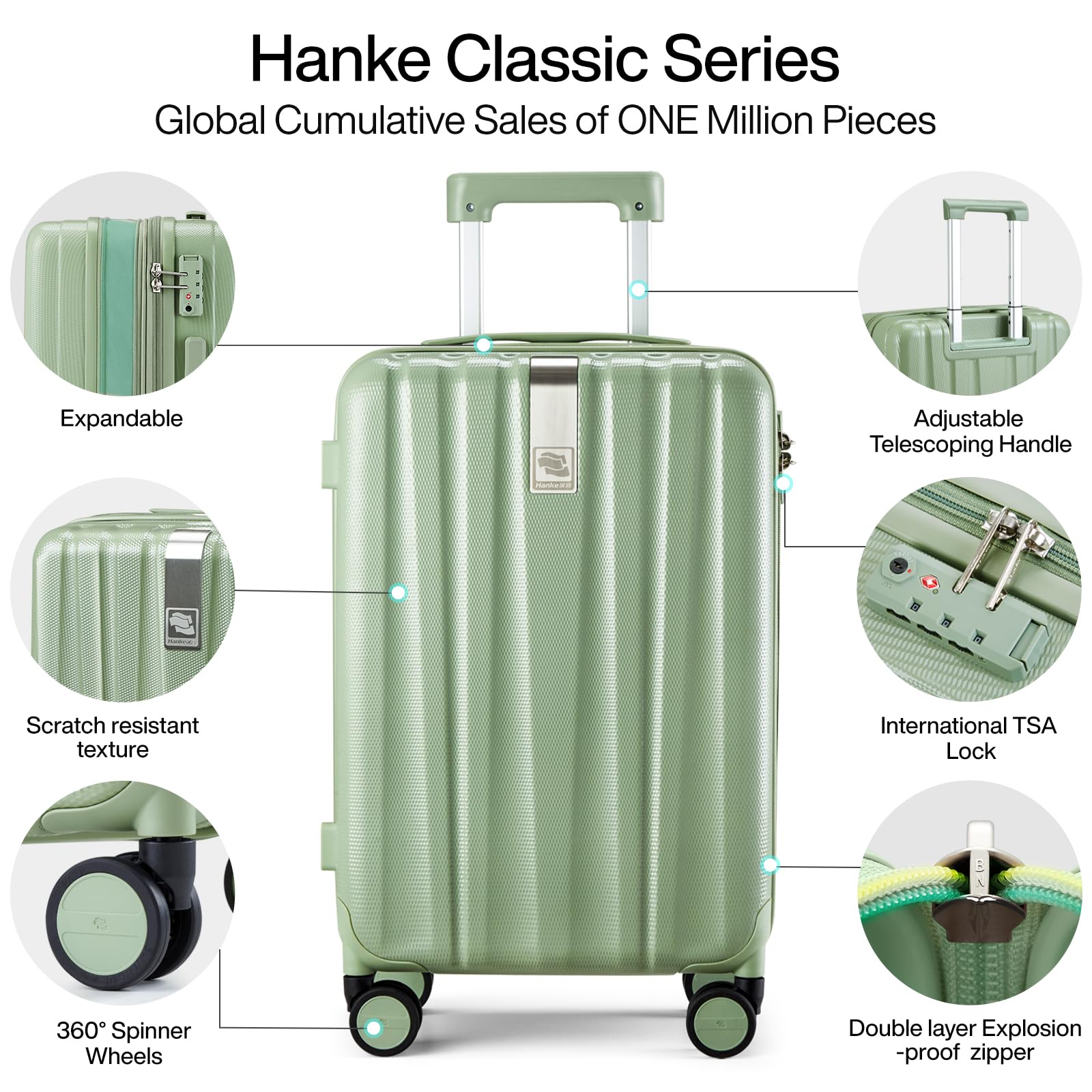 Hanke 2-Piece Expandable Hard Shell Luggage Set with Spinner Wheels - 20