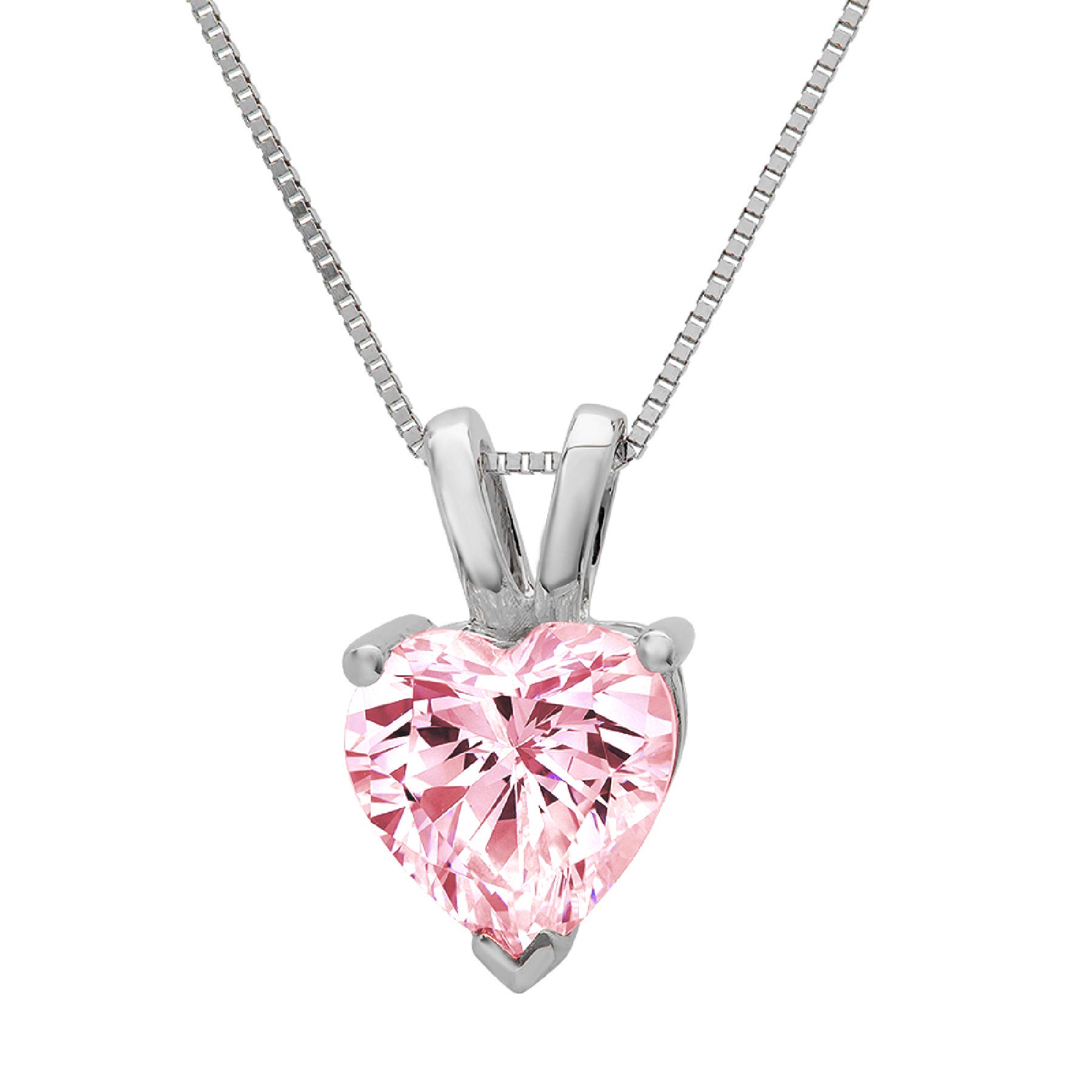 1.95ct Heart-Shaped Pink Simulated Diamond Solitaire Pendant Necklace - 18