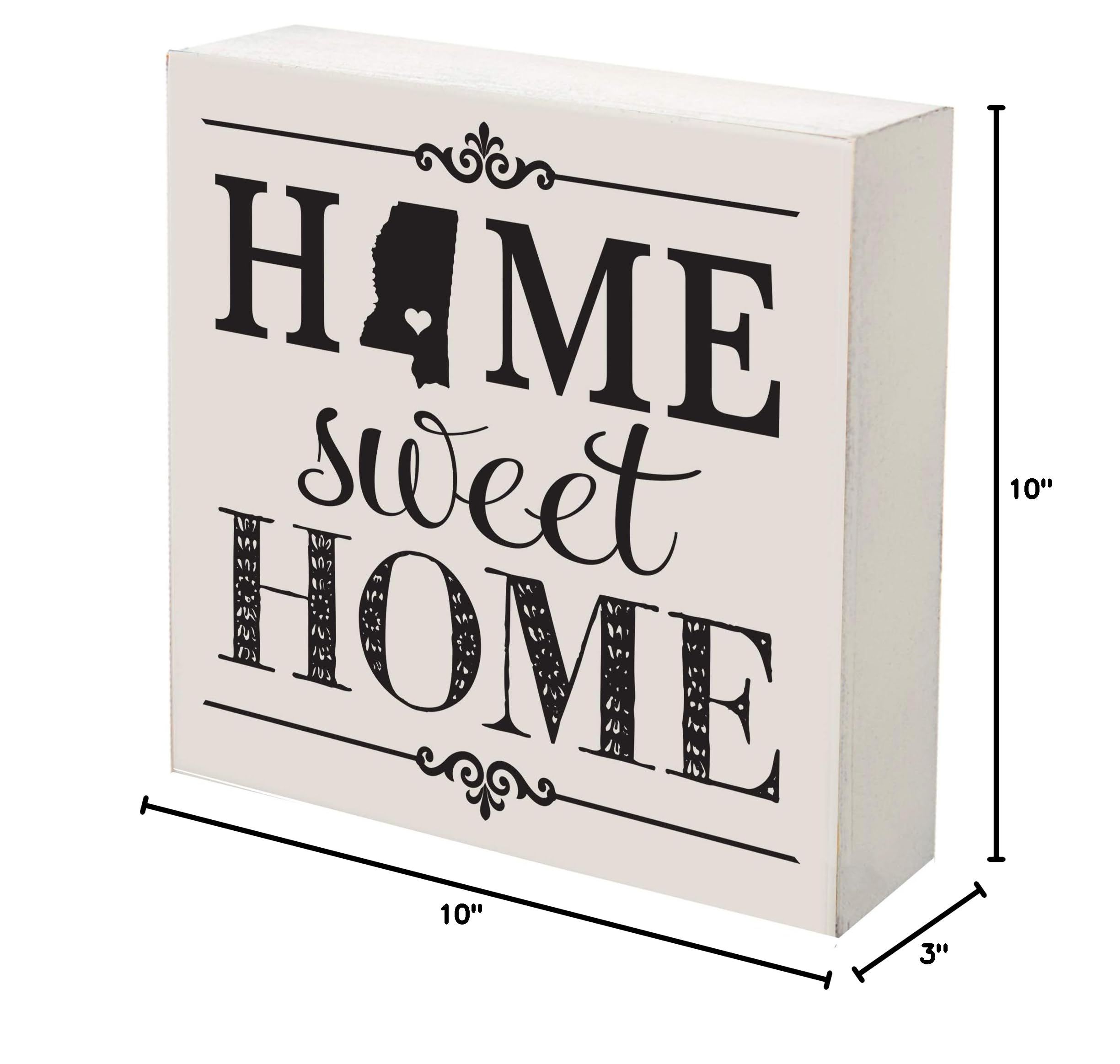 LifeSong Milestones Mississippi State Shadow Box - Home Sweet Home Decor for Table & Shelf - Family Established Housewarming Gift - 10x10 White - Perfect for Home Decor, Wedding Anniversaries & New Home Celebrations