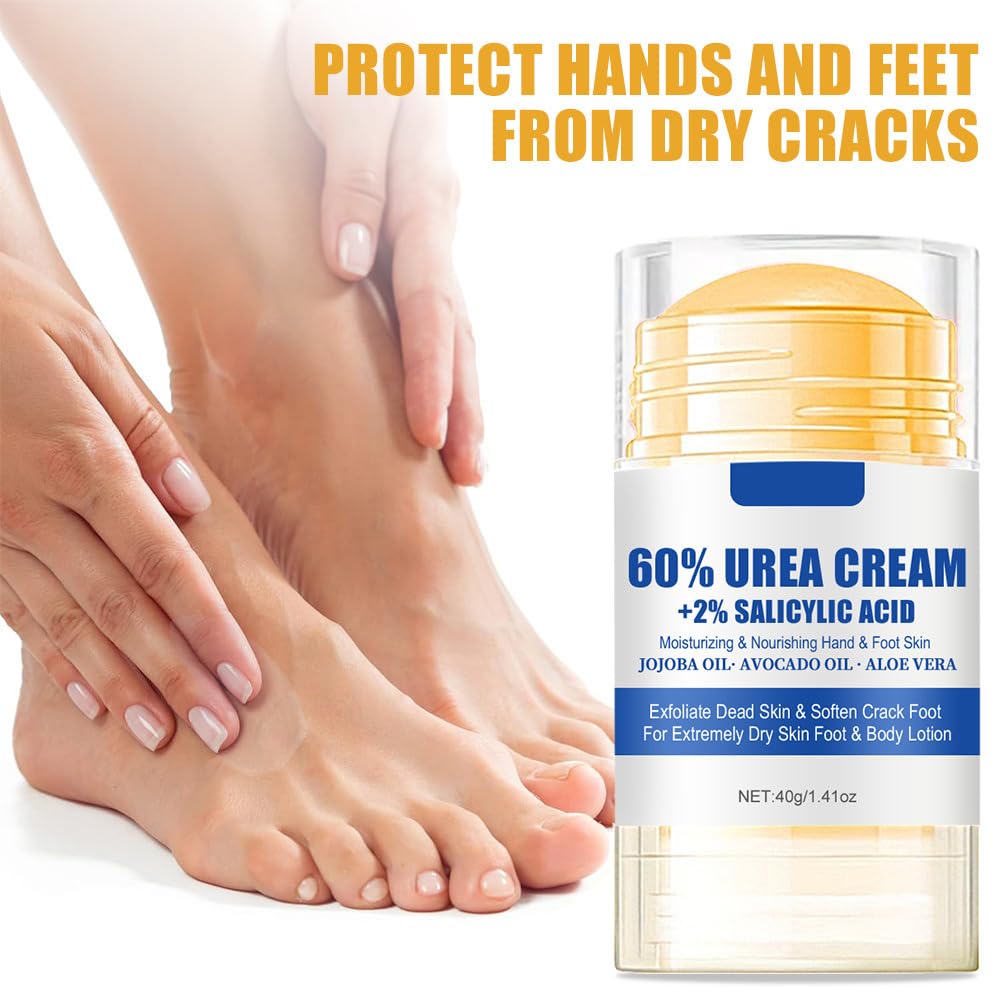 **60% Urea Cream + 2% Salicylic Acid Foot Cream – Callus Remover, Cracked Hands & Feet Moisturizer – Maximum Strength Skin Barrier Repair – 1.41 oz – Ideal for Dry, Rough Skin & Heel Cracks**