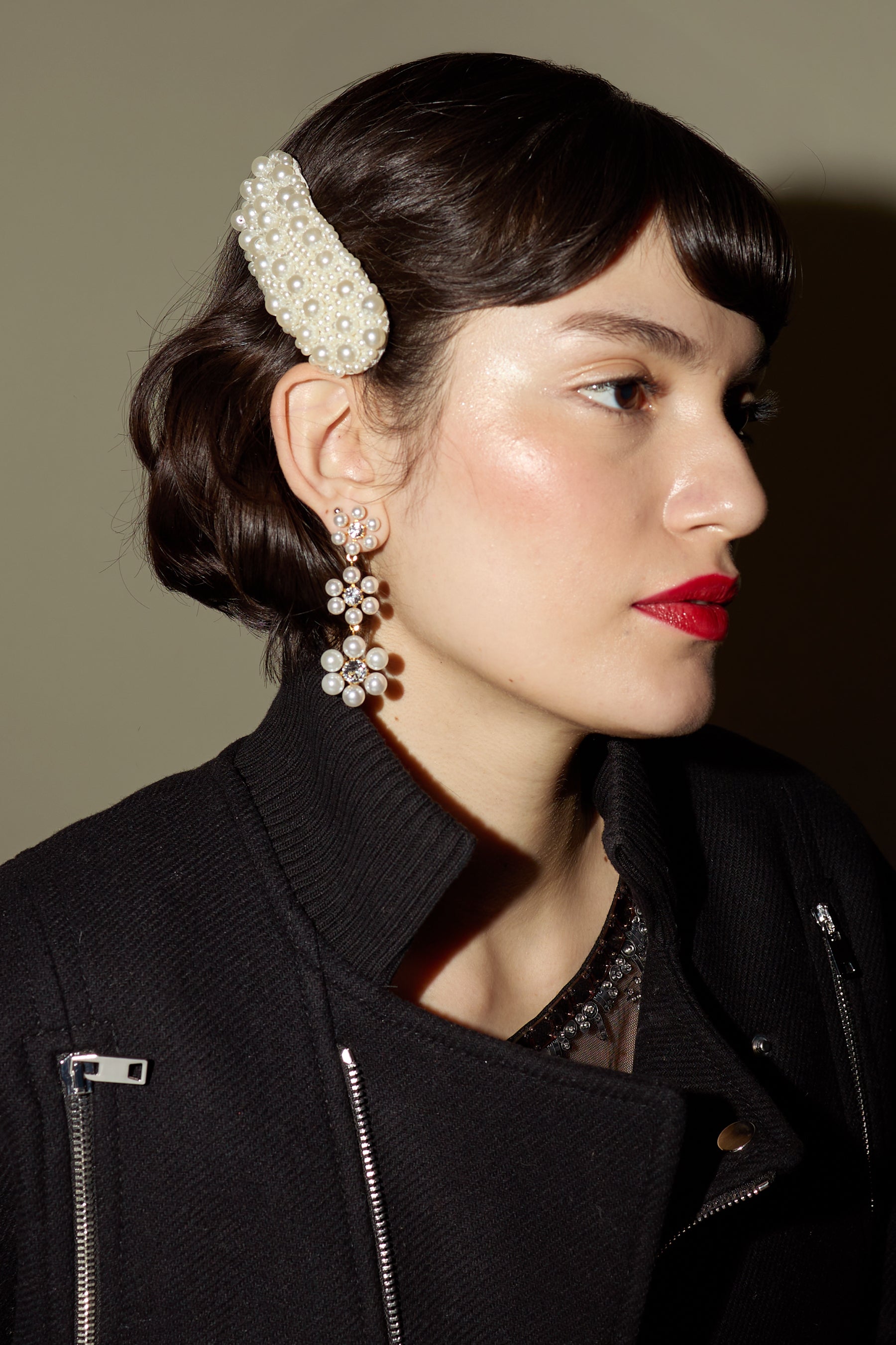 Hannah Floral Pearl Triple Drop Earrings for Women - Elegant Dangle Earrings with Floral Design & Pearls - Perfect for Weddings, Parties & Special Occasions